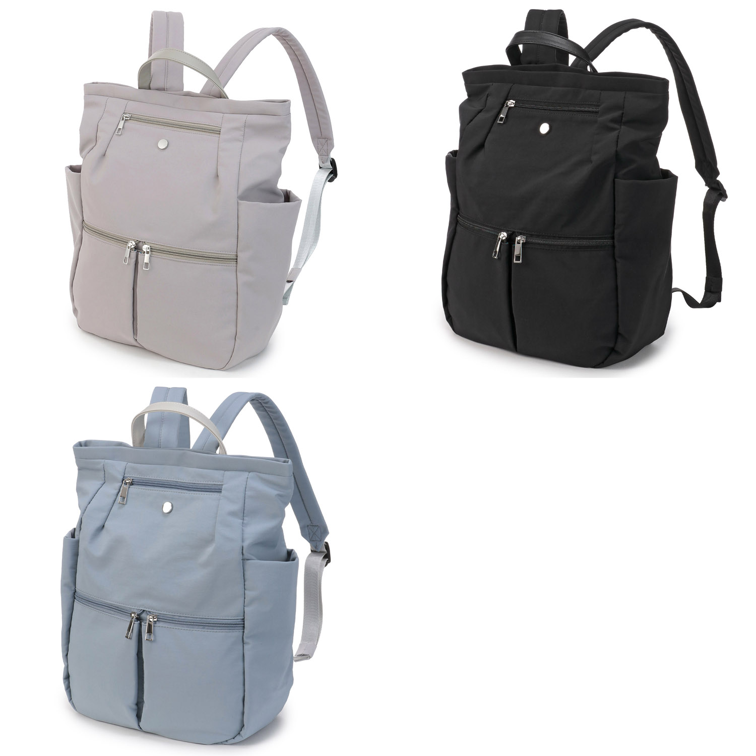 時短 カシメ多収納Wファスナ－リュックサック