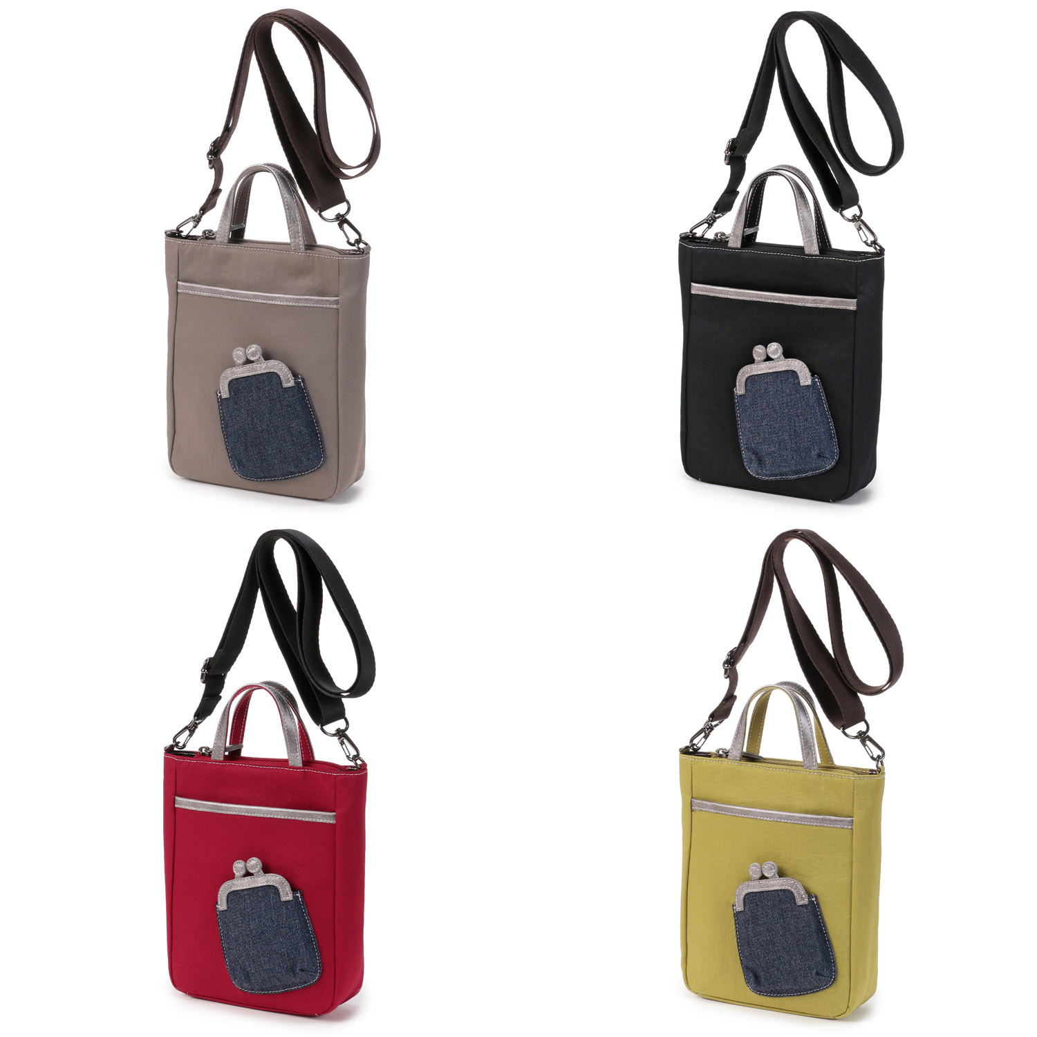 がま口型ポケット付きミニショルダーバッグ