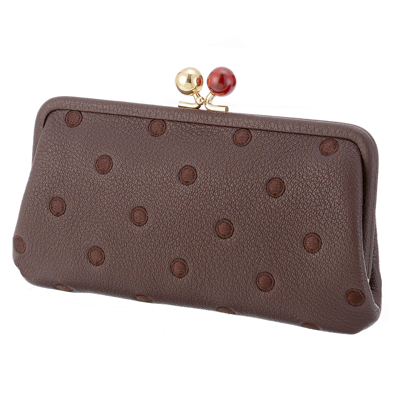 percheアクリル玉がま口長財布