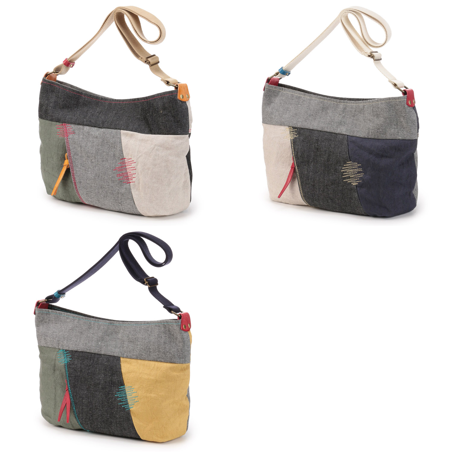 デニム×リネンショルダーバッグ