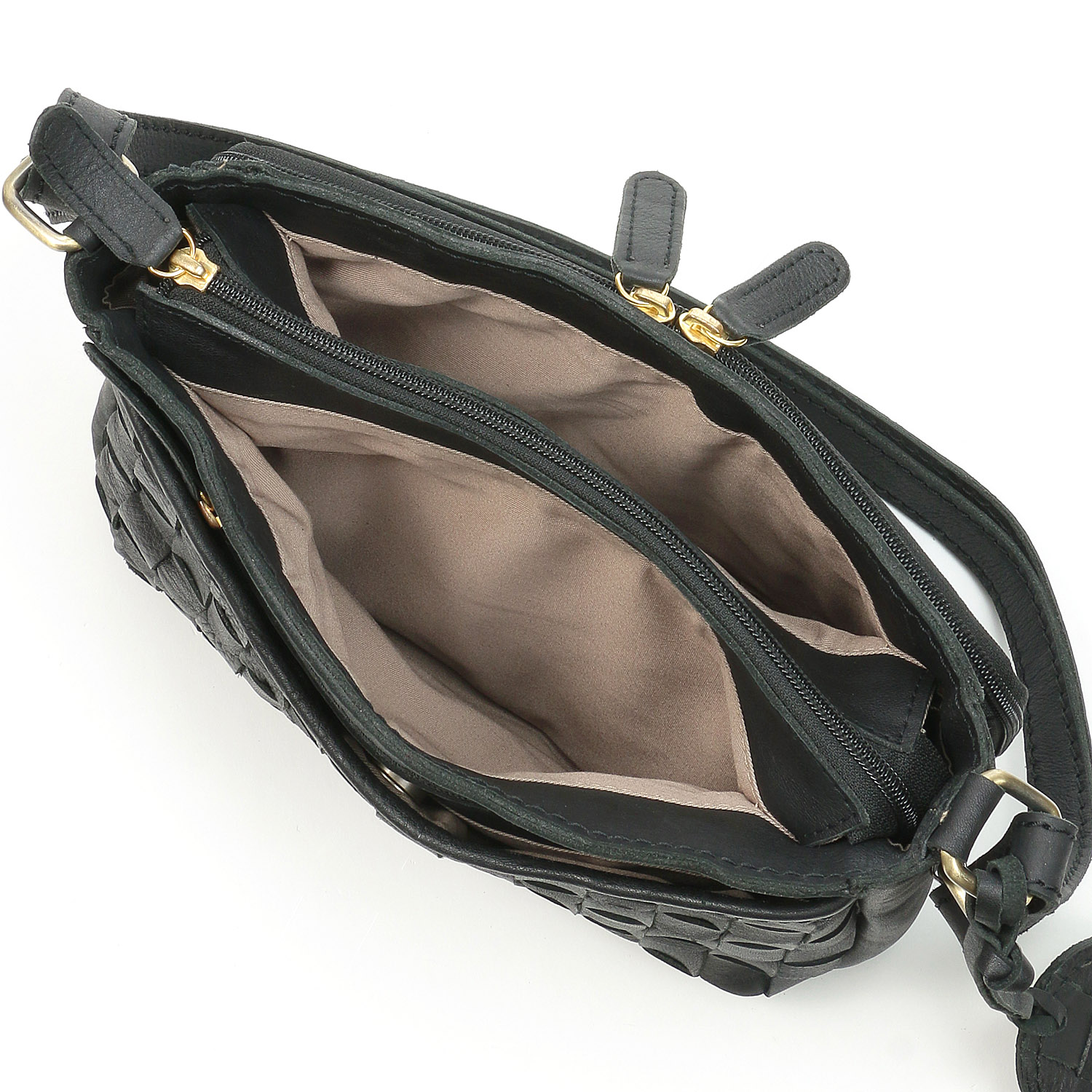 zucchero 牛革メッシュお財布機能付きショルダーバッグ - 画像3