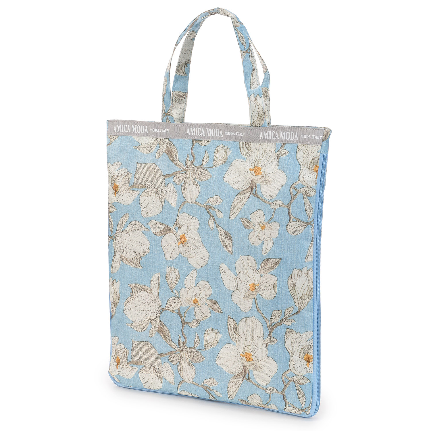 ホワイトフラワー柄 A4拡張縦型バッグ - 画像5