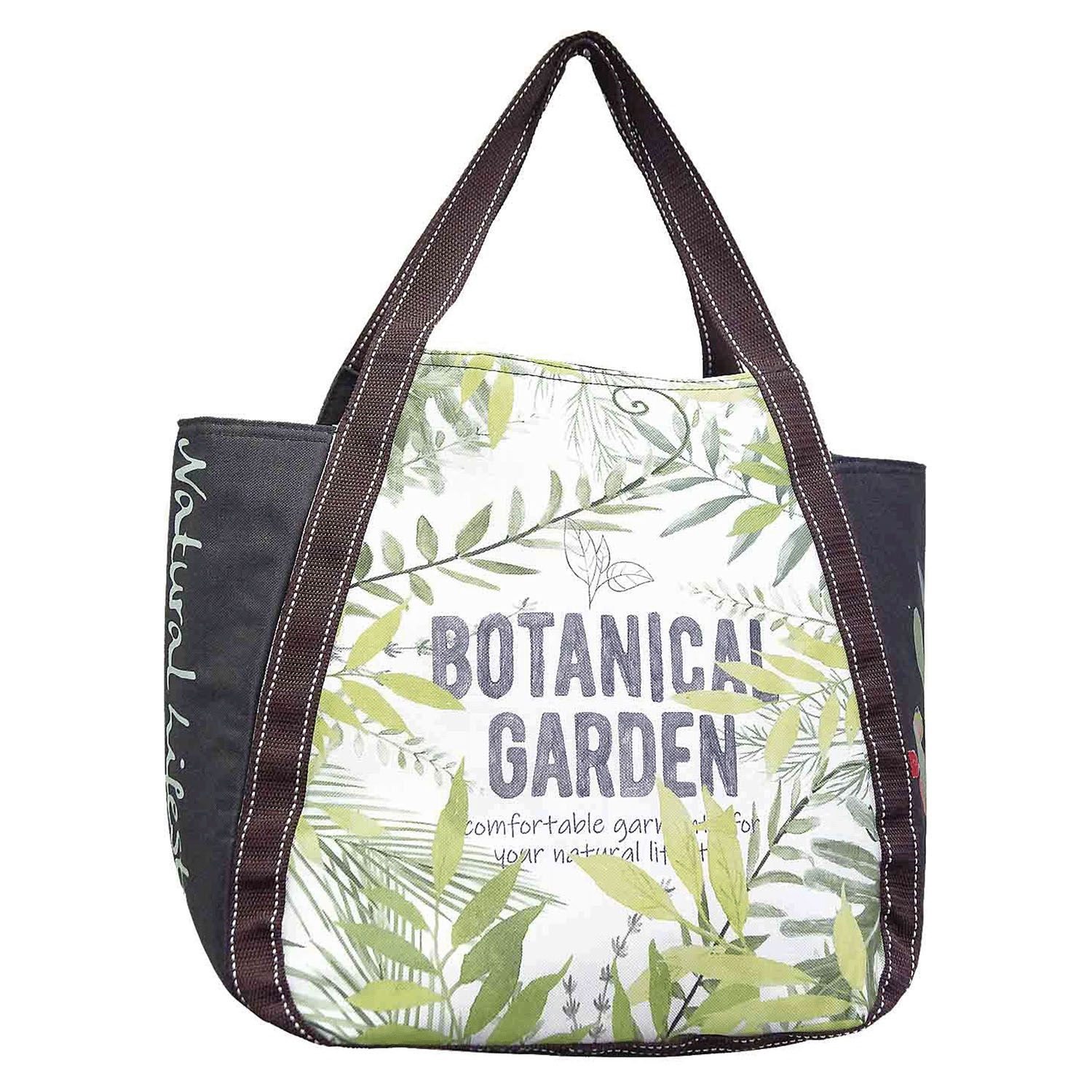 保冷グリーンボタニカル柄バルーントートバッグ - 画像6