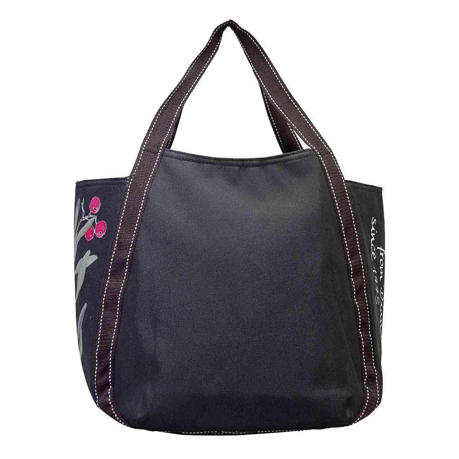 保冷グリーンボタニカル柄バルーントートバッグ - 画像7