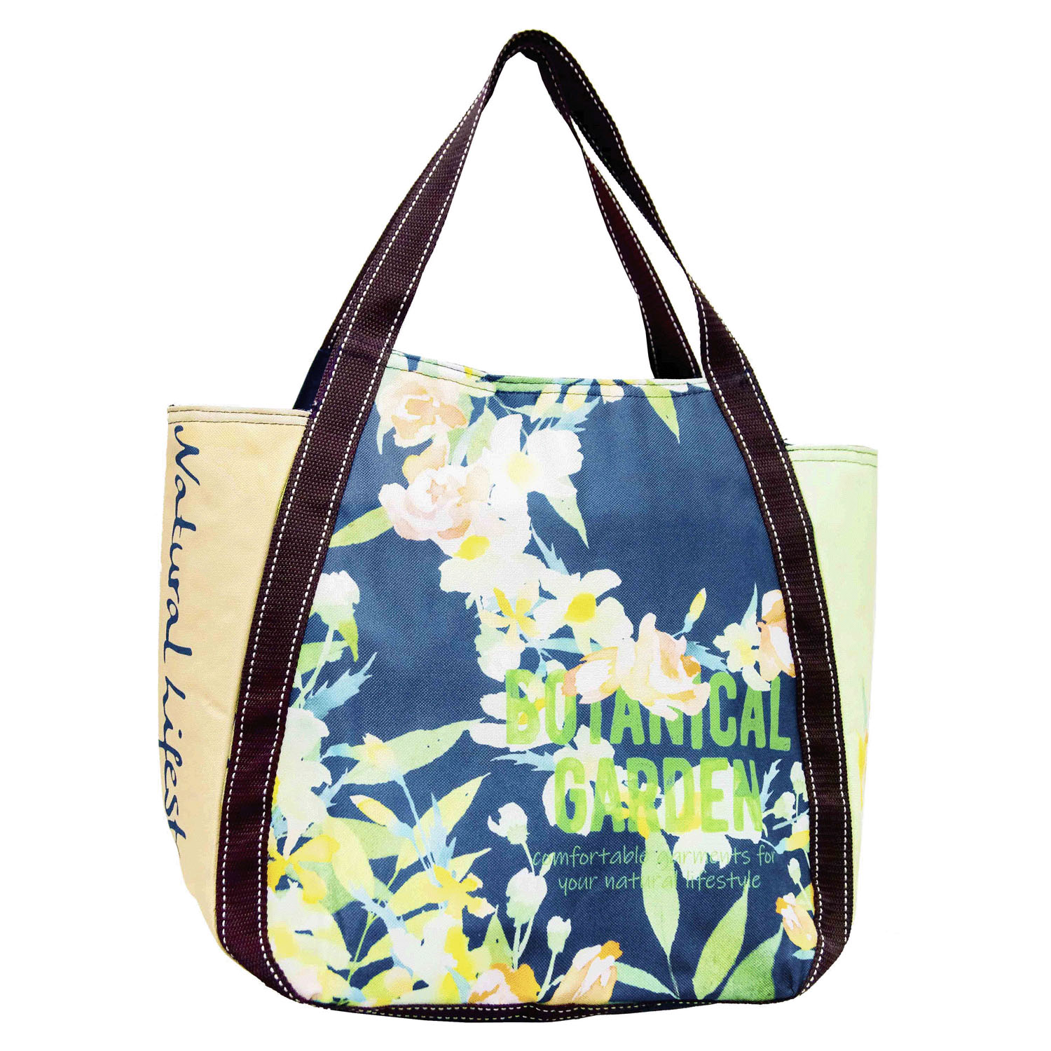 保冷グリーンボタニカル柄バルーントートバッグ - 画像8