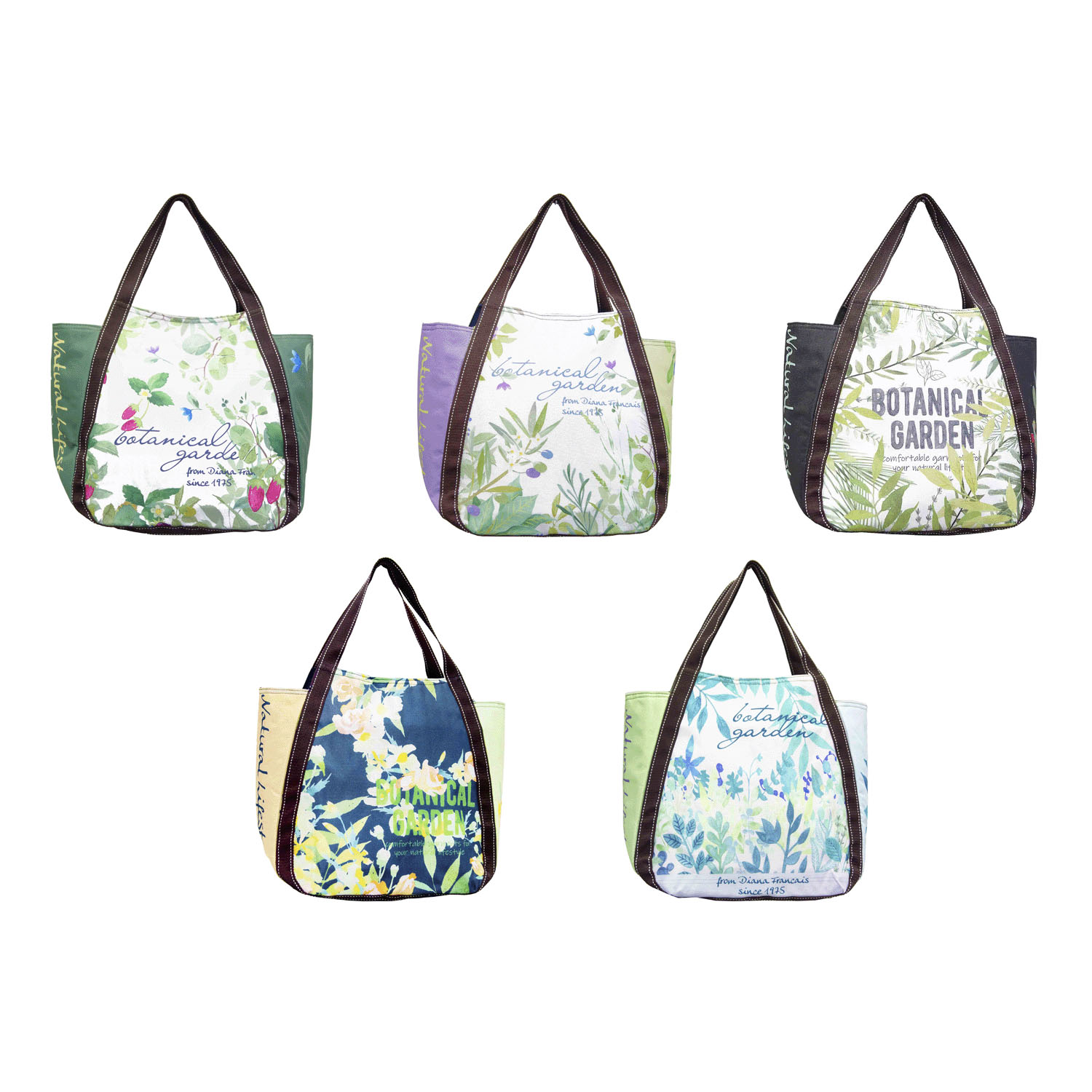 保冷グリーンボタニカル柄バルーントートバッグ