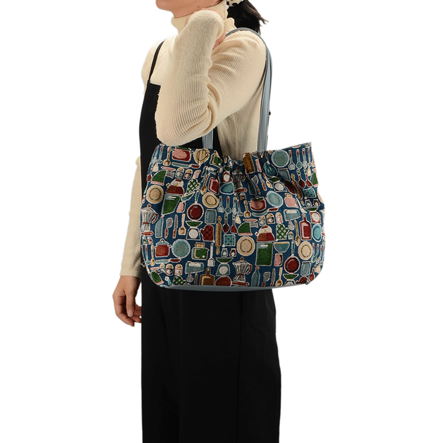 キッチン柄ゴブラン丸型トートバッグ