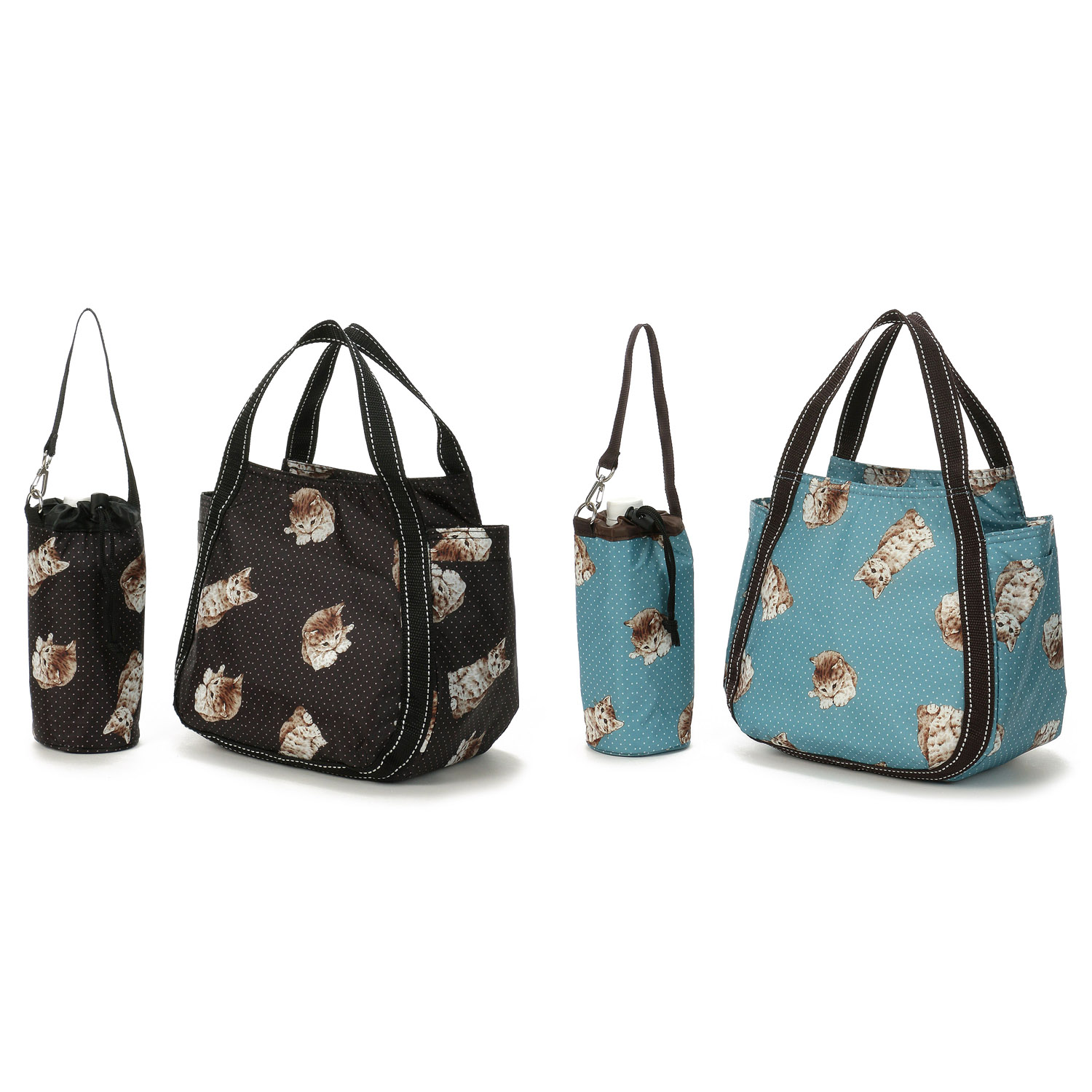 【エトワール先行販売】保冷ドット猫柄ボトル付きバッグ バルーン小 - 画像3