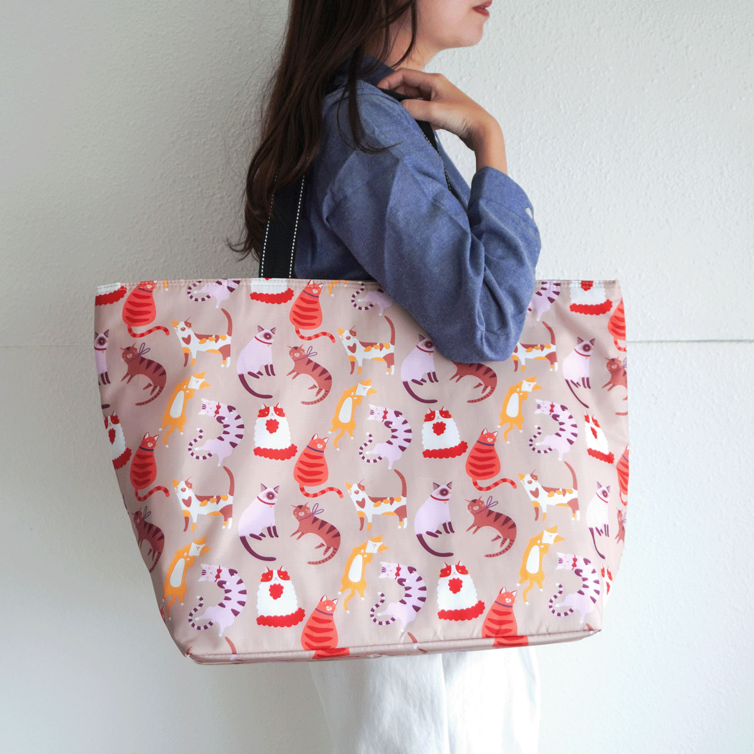 【エトワール別注柄】保冷色々猫柄ビッグトートバッグ