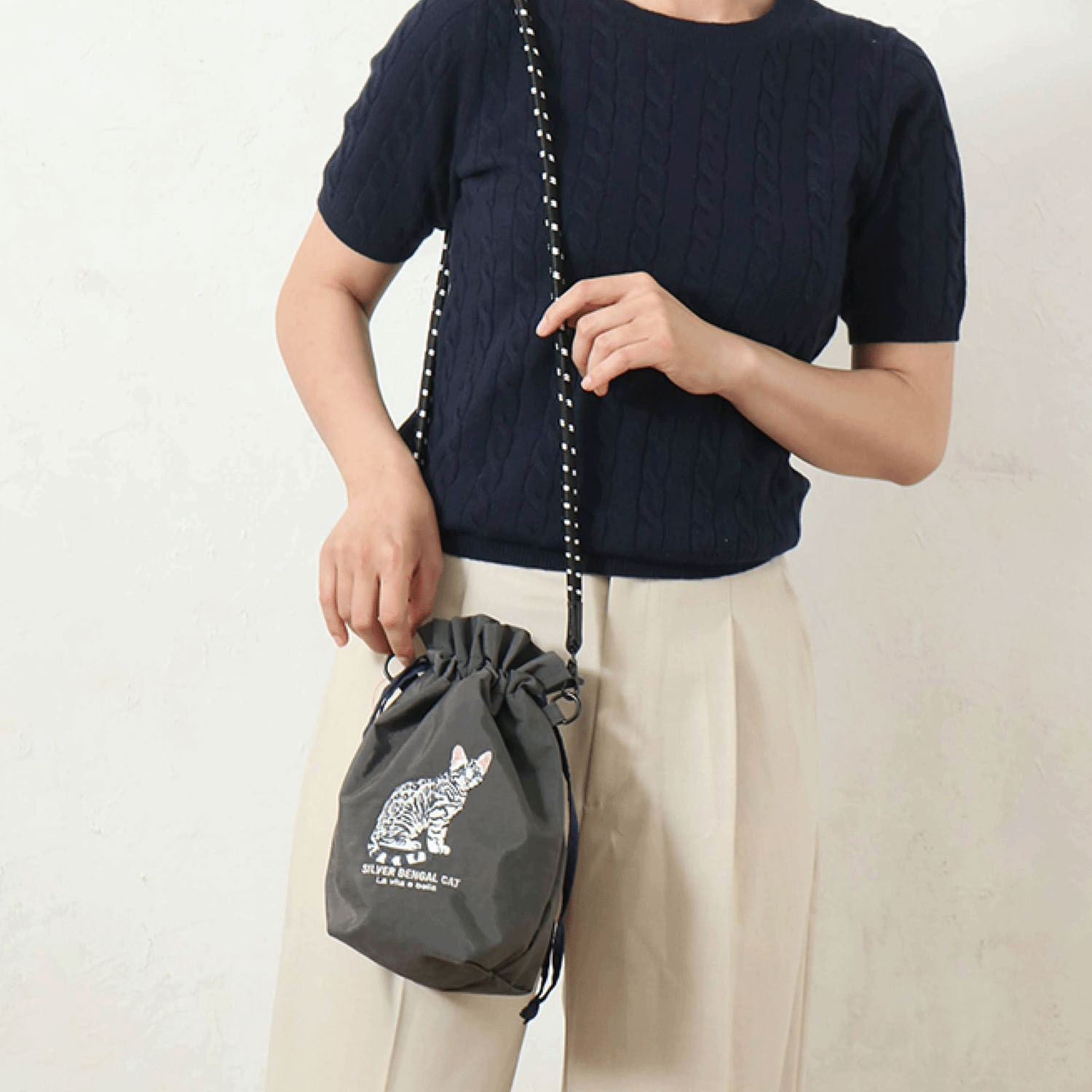 アニマル刺繍巾着ショルダーバッグ - 画像2