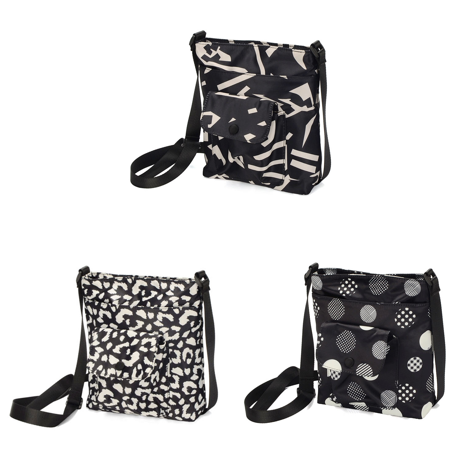 モノトーン柄縦型ショルダーバッグ - 画像1