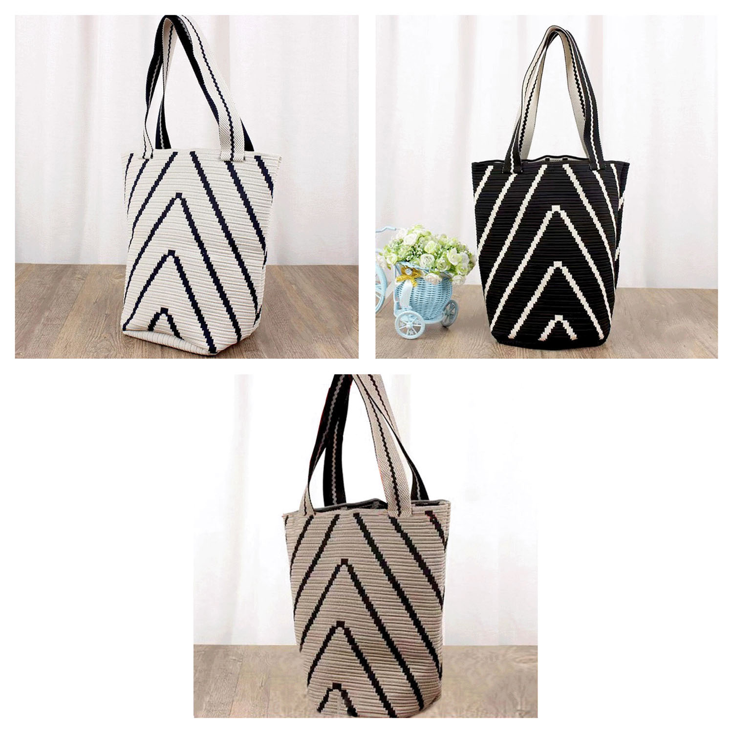 【20－52、24－00、25－00は在庫限りで終了】幾何学柄トートバッグ