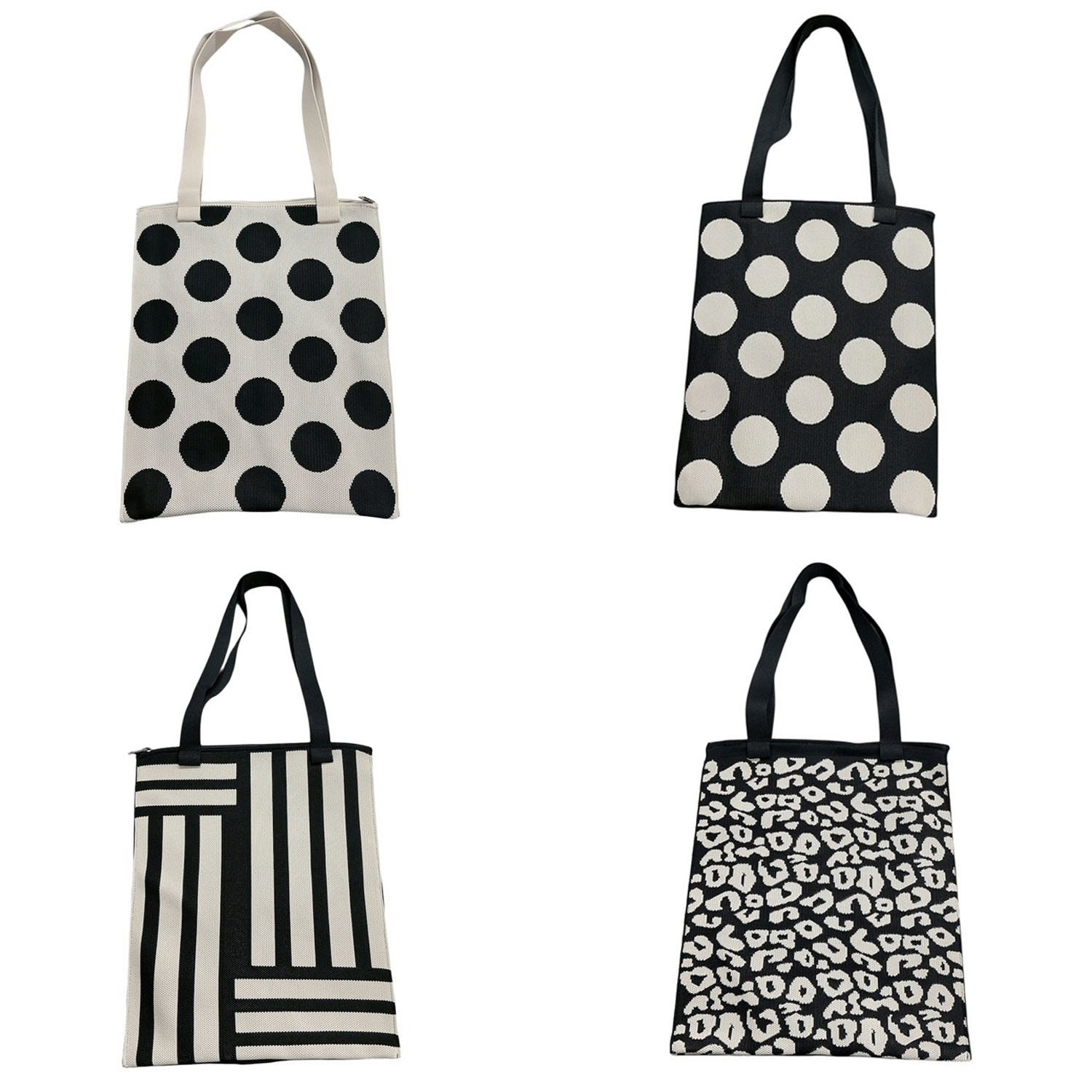 柄物ニットトートバッグ