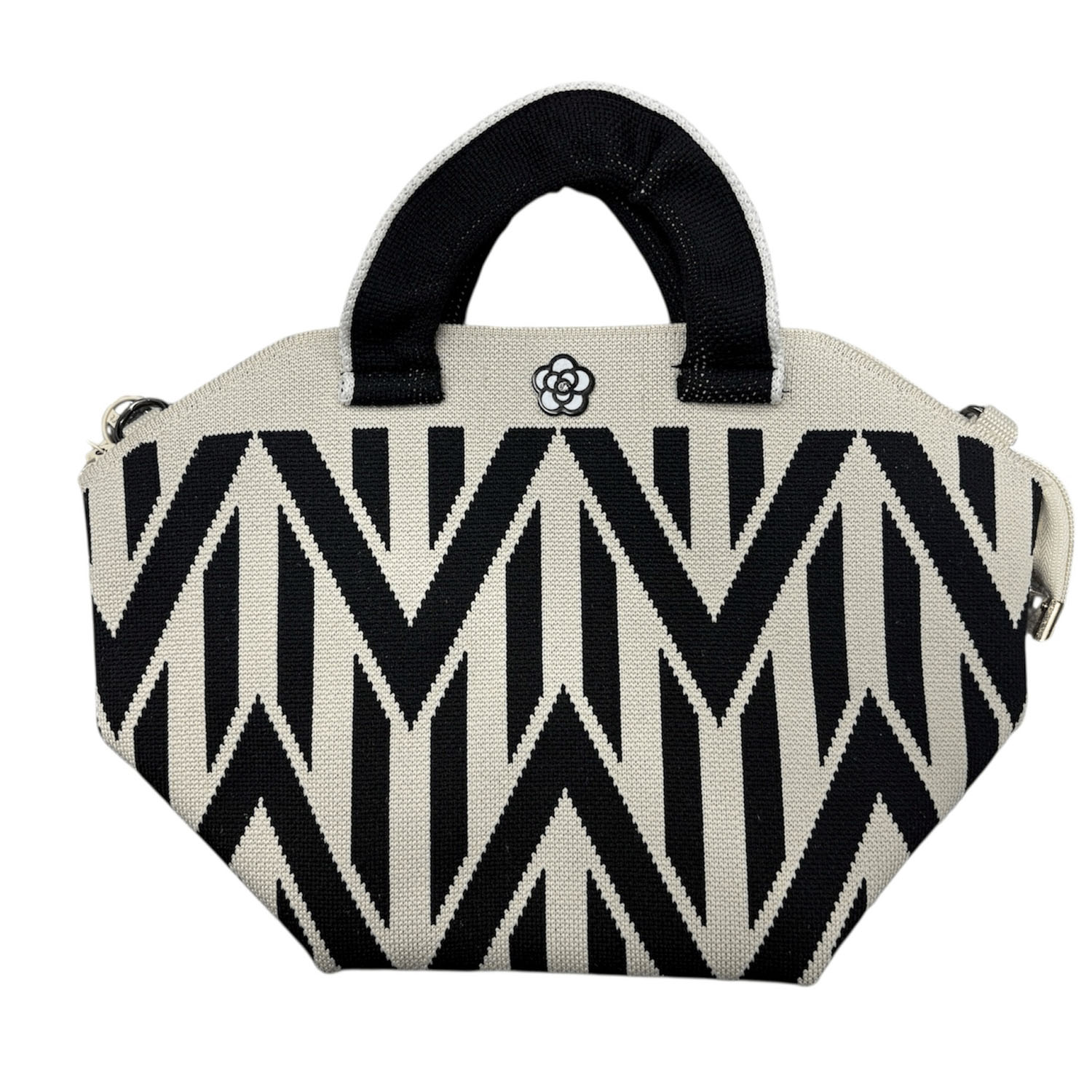 柄物ニットカメリアパーツ付き2WAYバッグ - 画像3