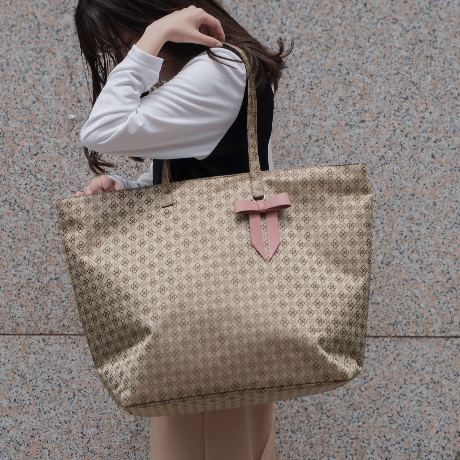 【エトワール別注柄】リボンジャガードビッグトートバッグ