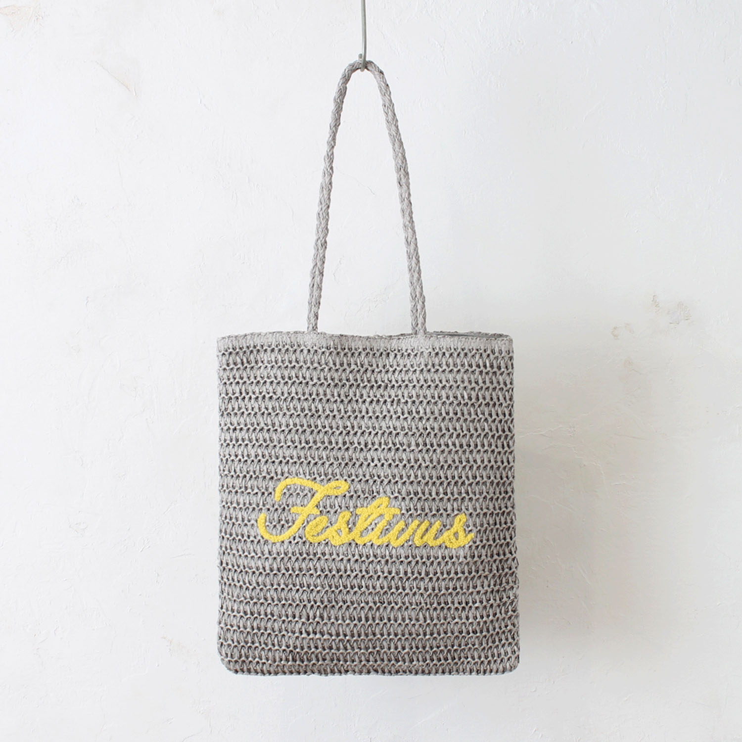 雑材サガラ刺繍フラットトートバッグ