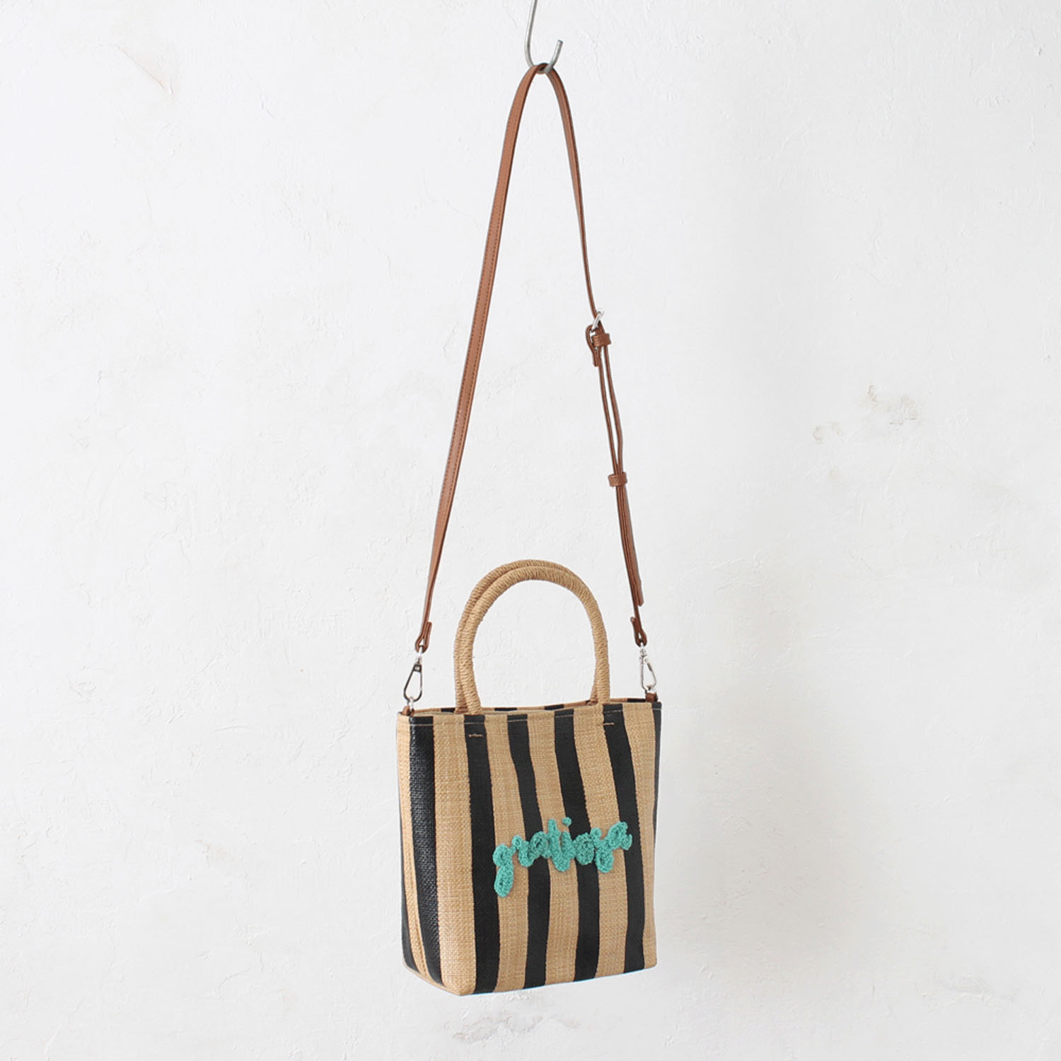 雑材サガラ刺繍ストライプ2WAYバッグ - 画像7
