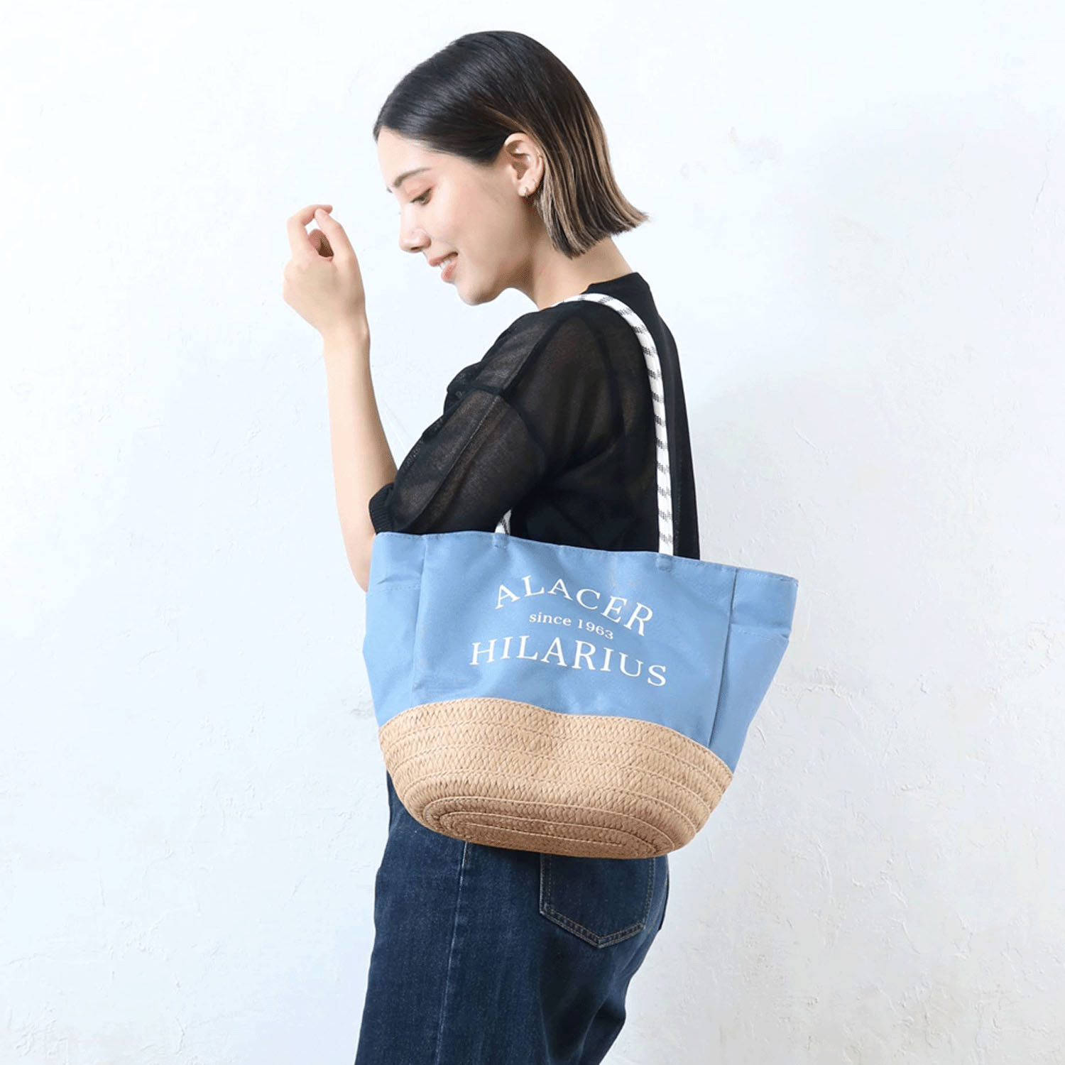 雑材パラロープハンドルロゴトートバッグ - 画像4