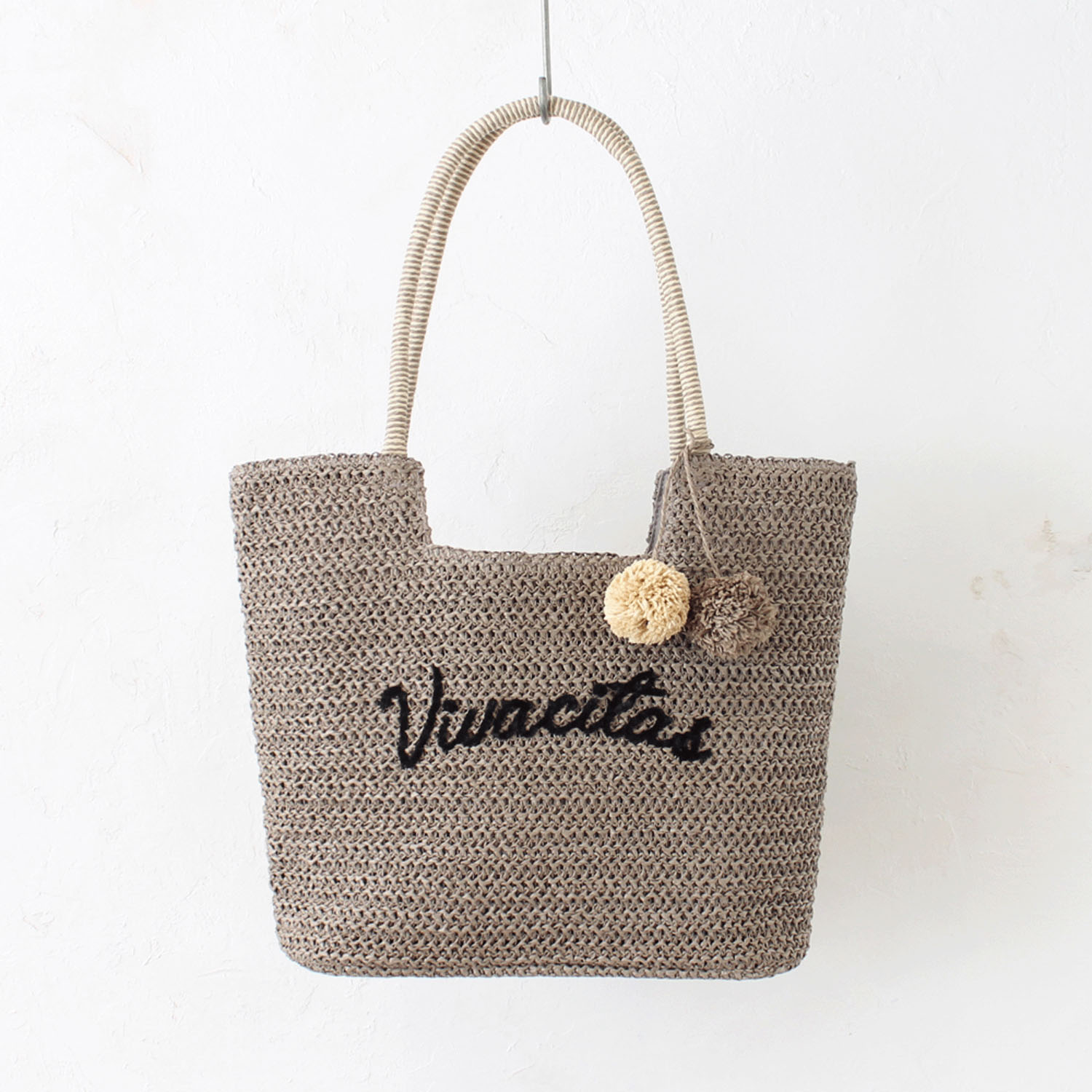 雑材ロゴ刺繍ポンポン付トートバッグ - 画像7