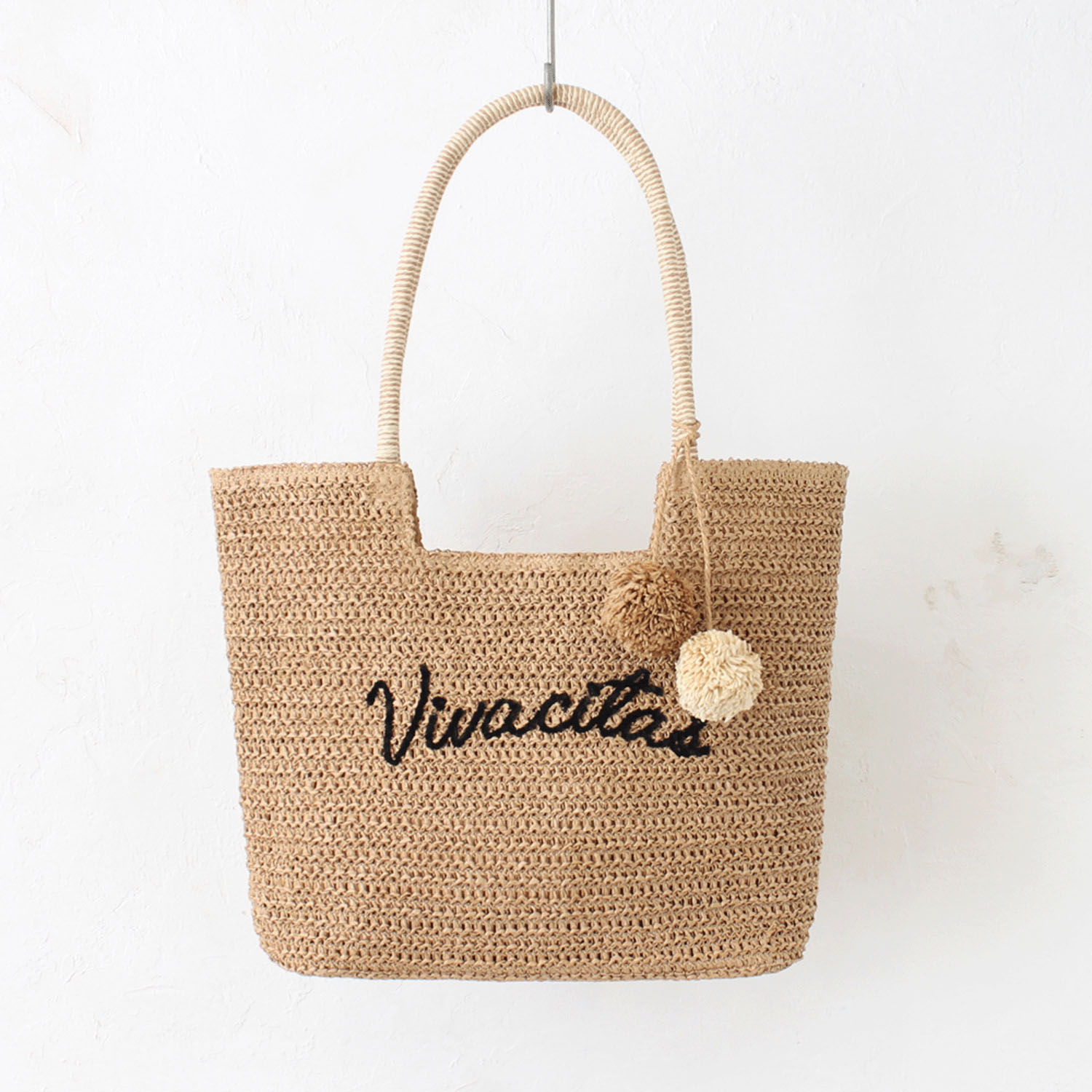 雑材ロゴ刺繍ポンポン付トートバッグ - 画像8