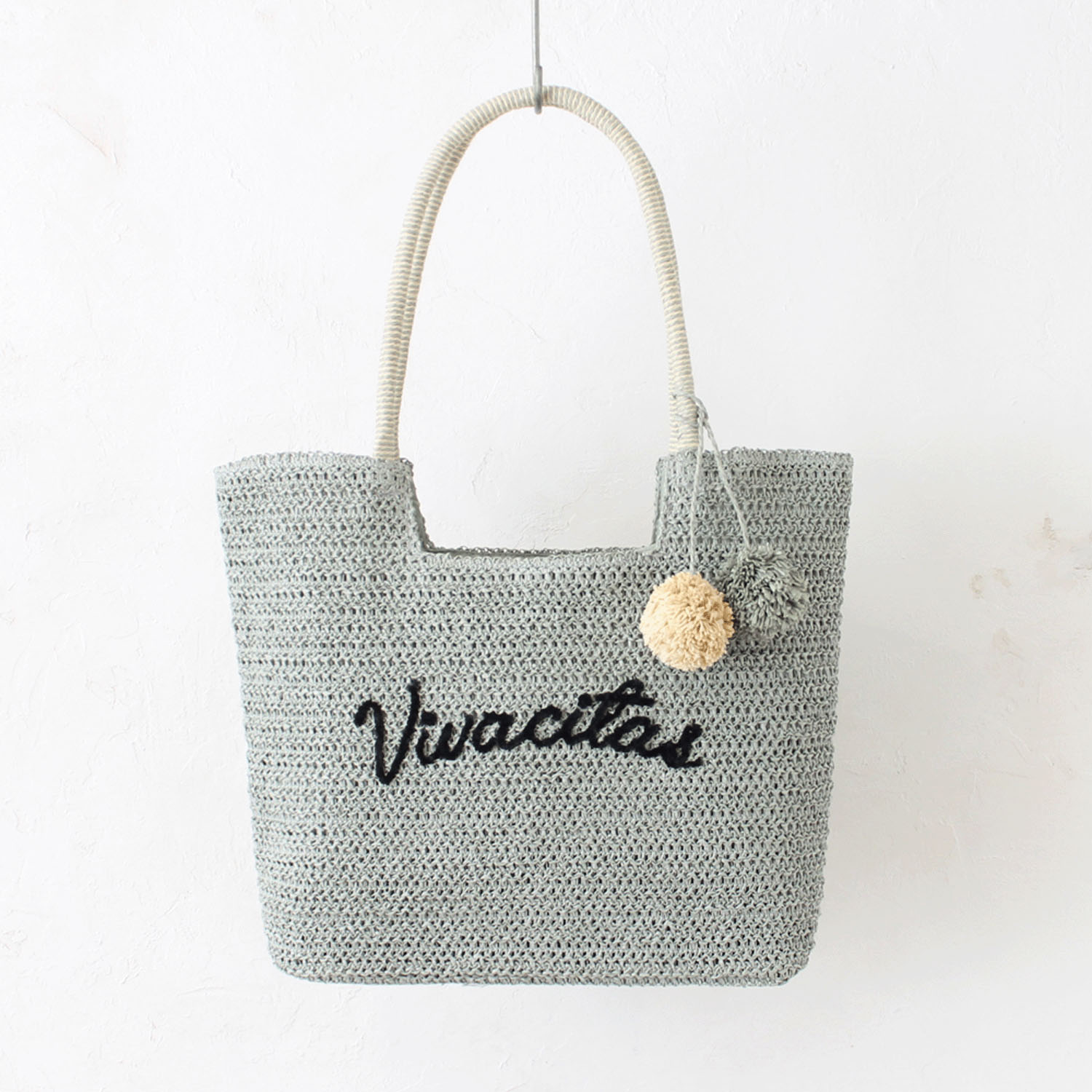 雑材ロゴ刺繍ポンポン付トートバッグ - 画像10