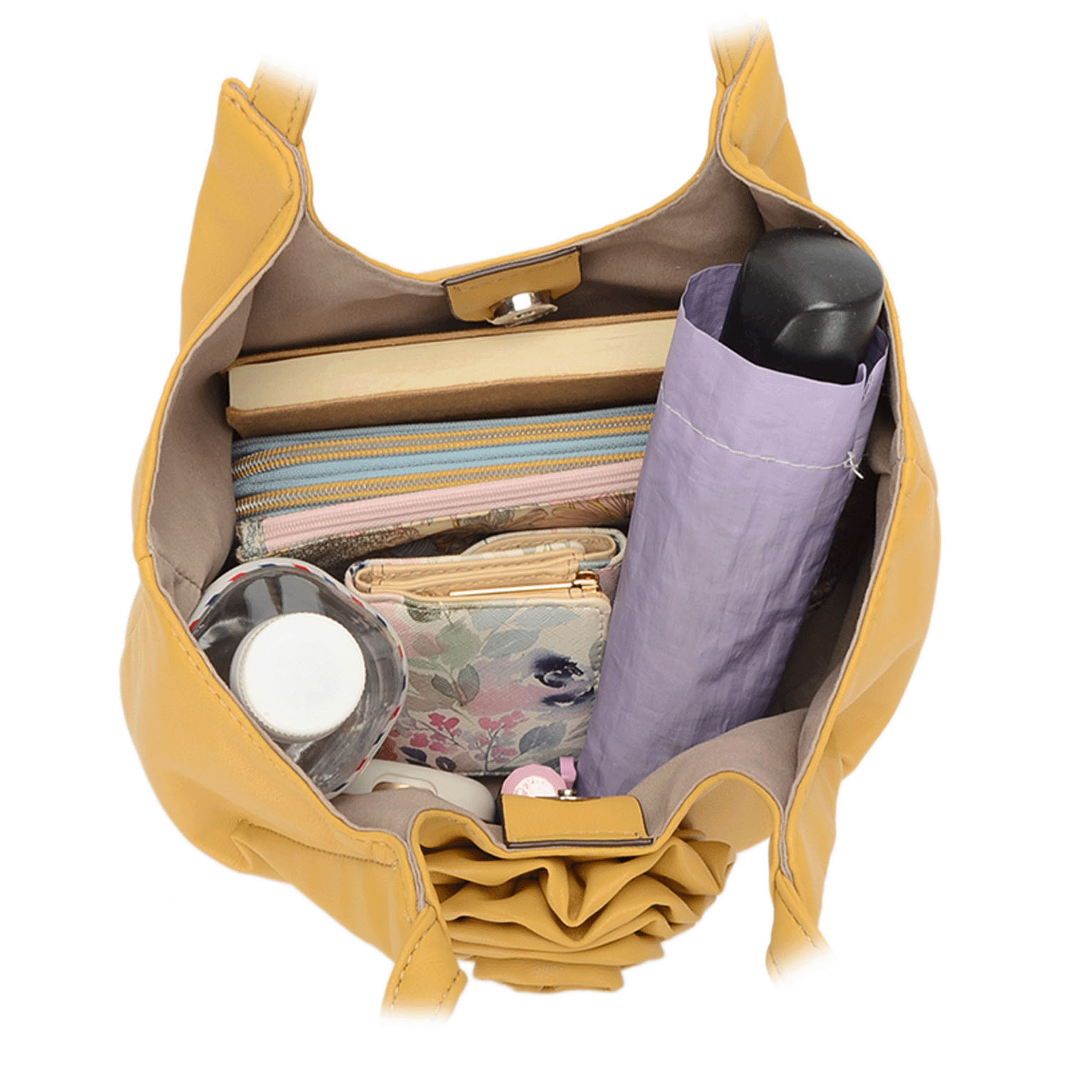 花モチーフ付ハンドバッグ - 画像9