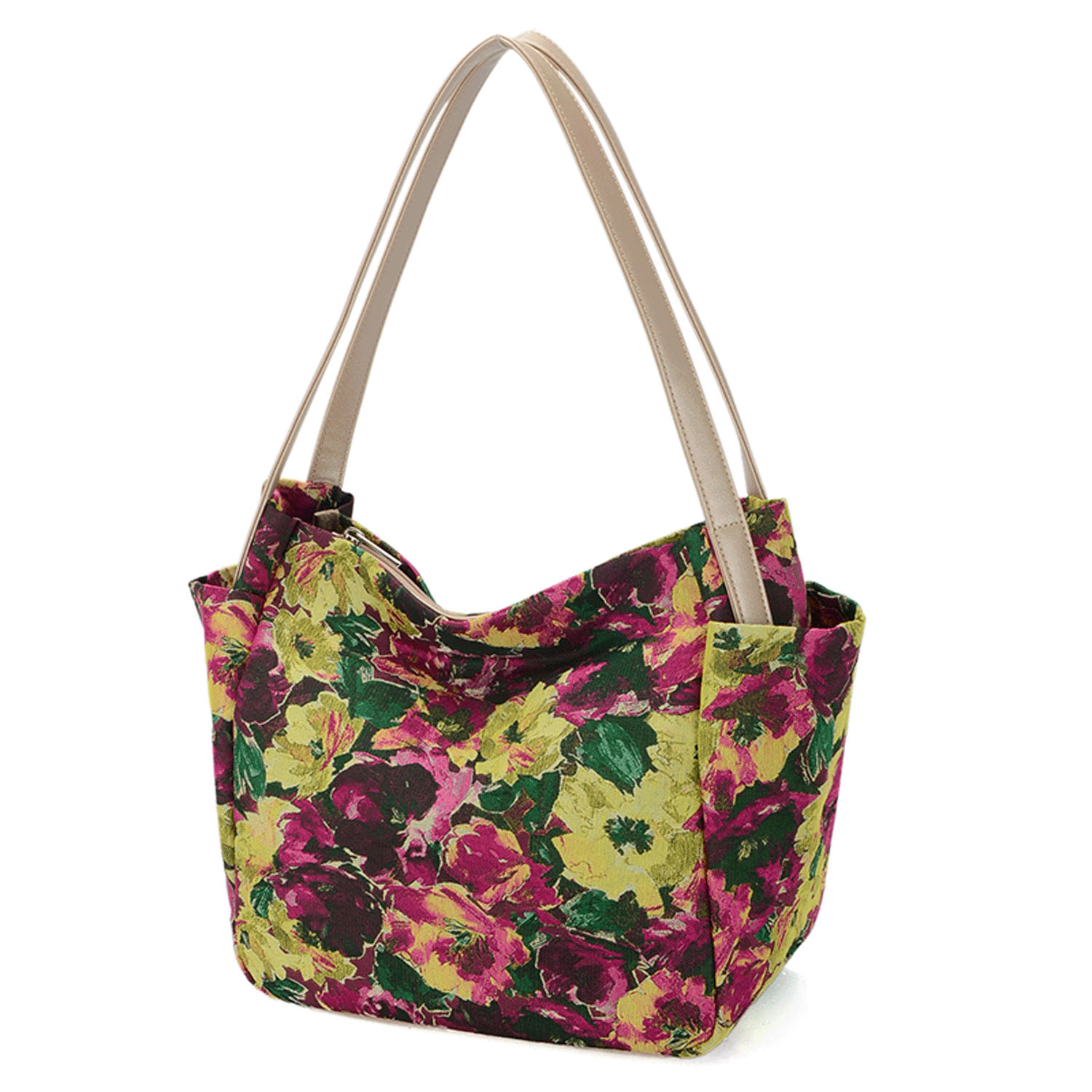 大花柄ジャカード織トートバッグ - 画像3