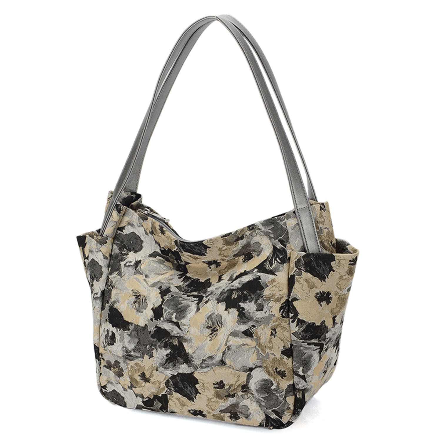 大花柄ジャカード織トートバッグ - 画像4