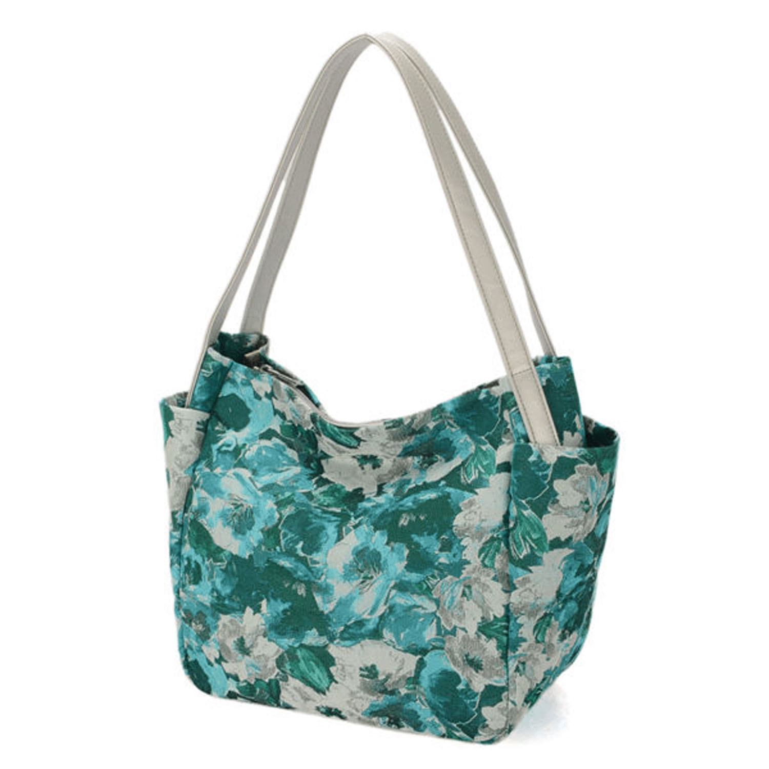 大花柄ジャカード織トートバッグ - 画像5