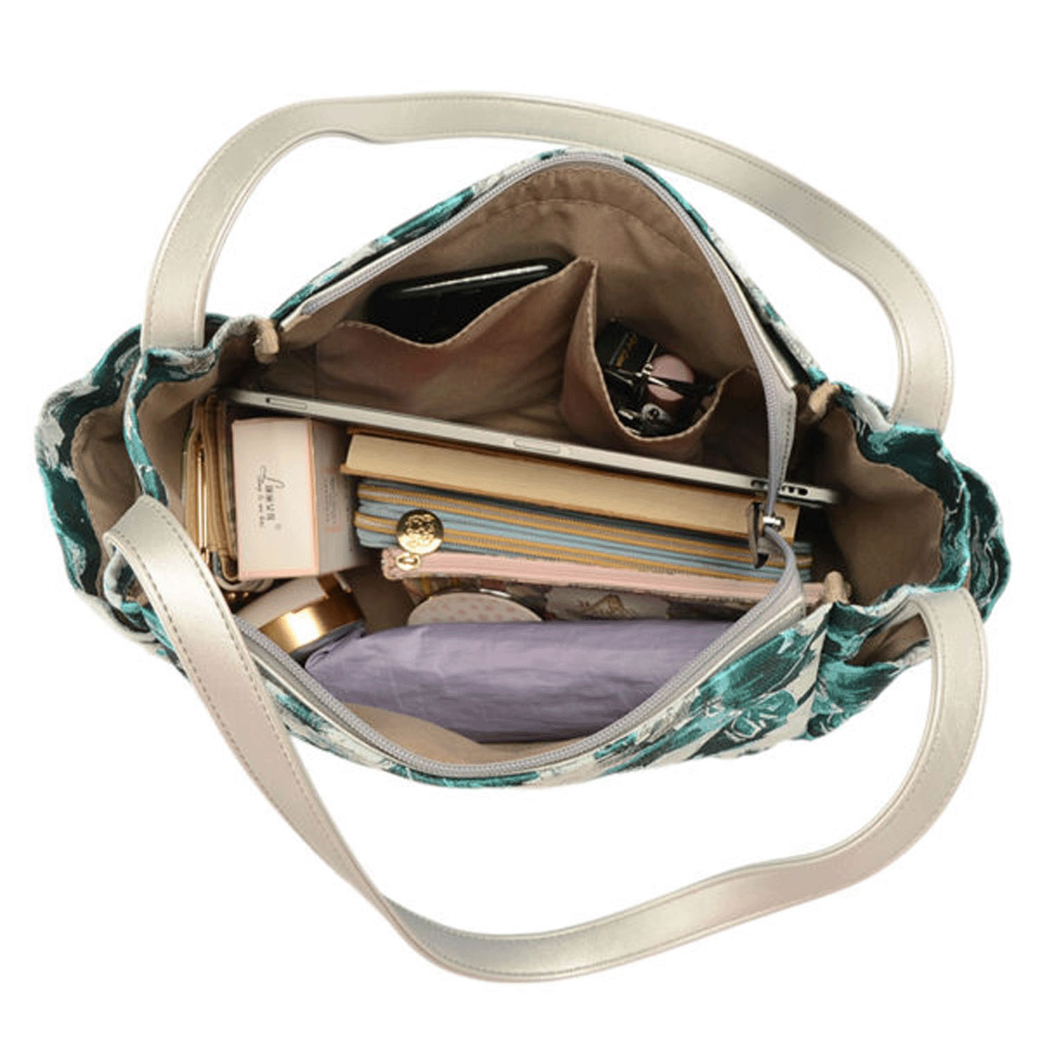 大花柄ジャカード織トートバッグ - 画像8