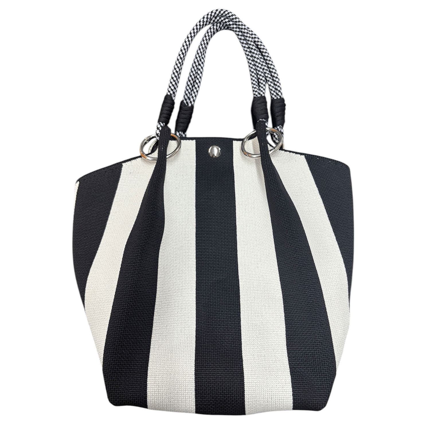 柄ものロープハンドルニットバッグ - 画像3