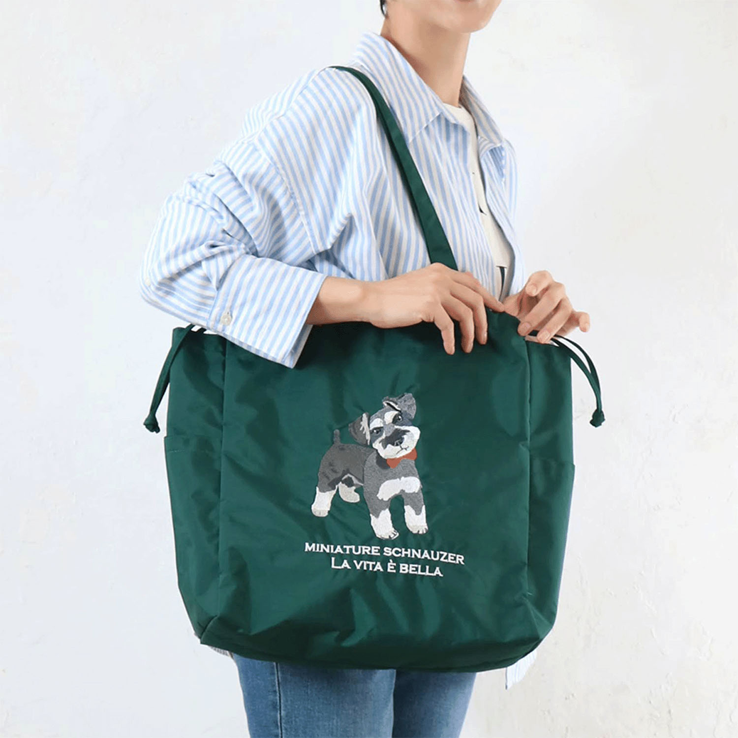 アニマル刺繍巾着型トートバッグ - 画像3