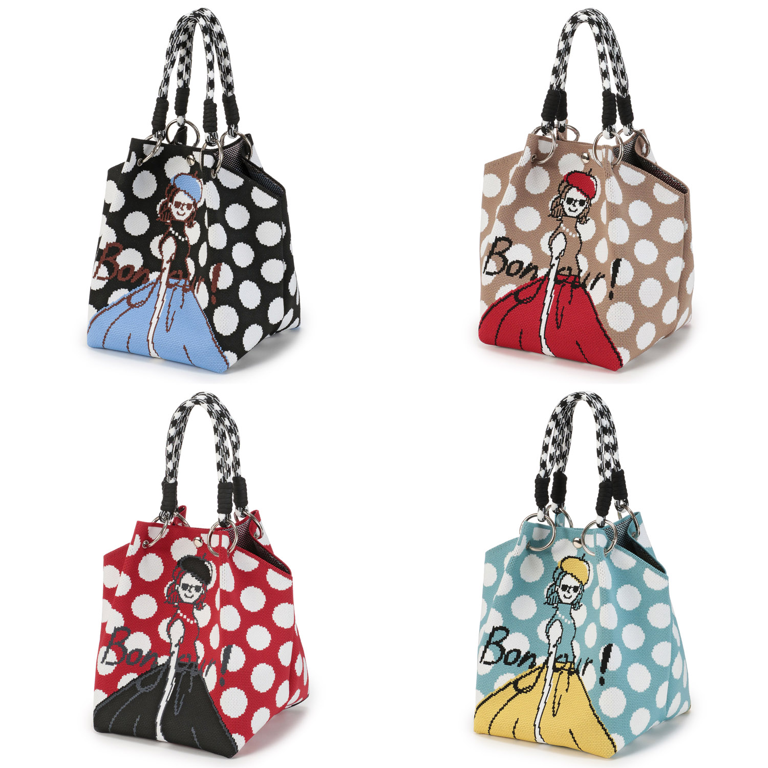 ドット女の子ニットバッグ