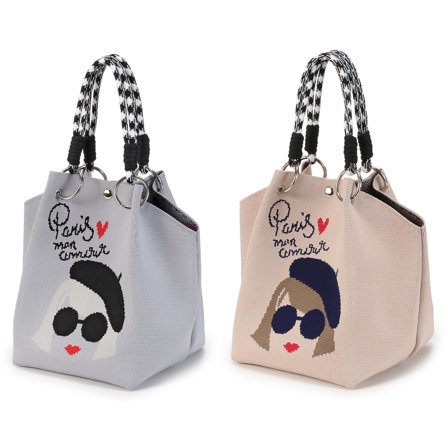 ベレー帽女の子ニットバッグ