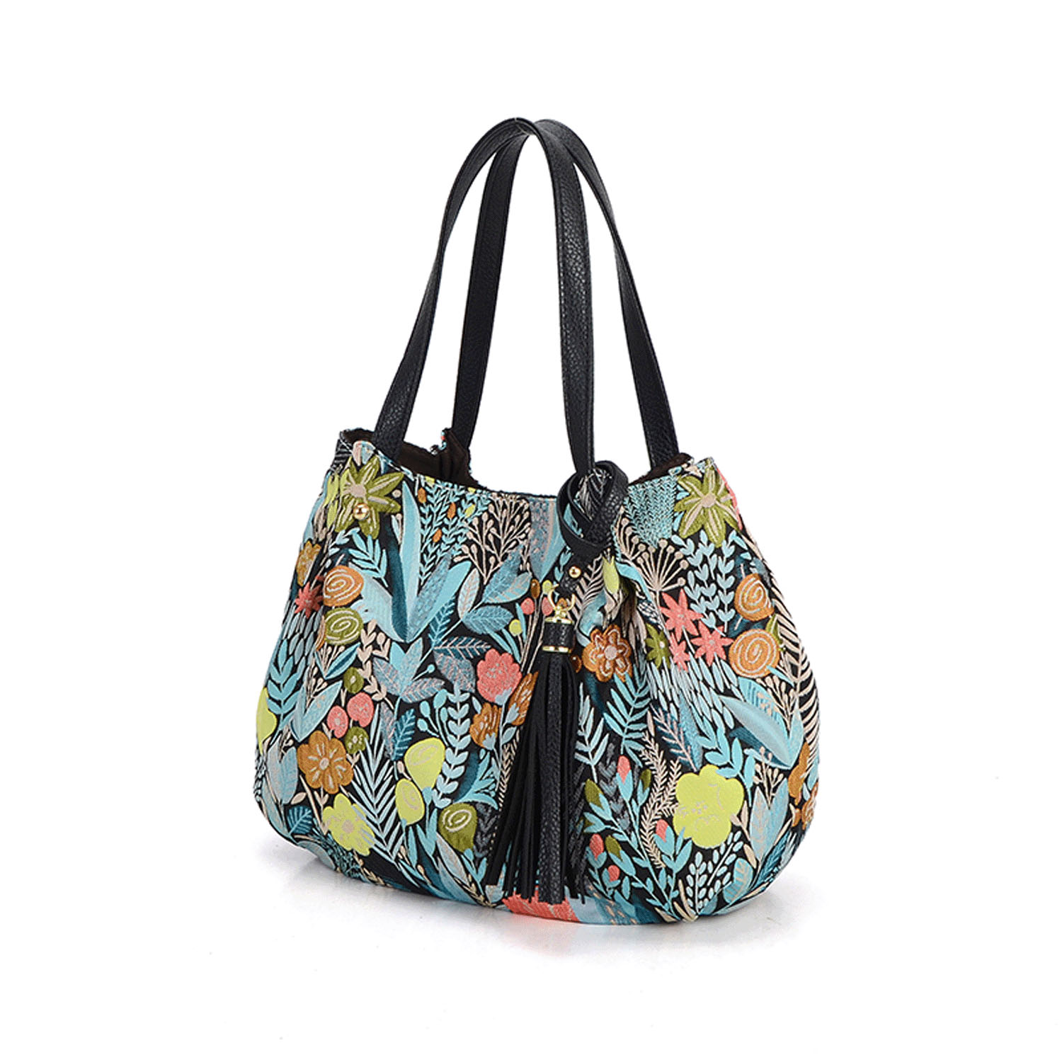 【91ー00は次回納期未定】ボタニカル柄バルーントートバッグ - 画像2