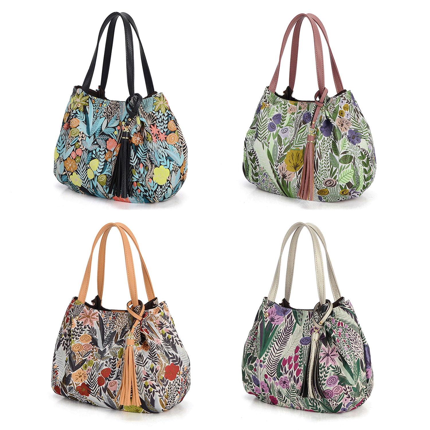 ボタニカル柄バルーントートバッグ - 画像1