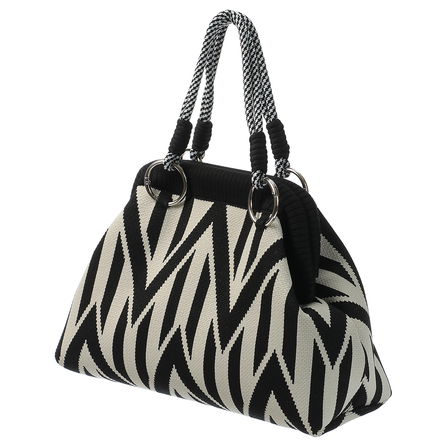 柄物がま口型ニットバッグ - 画像2