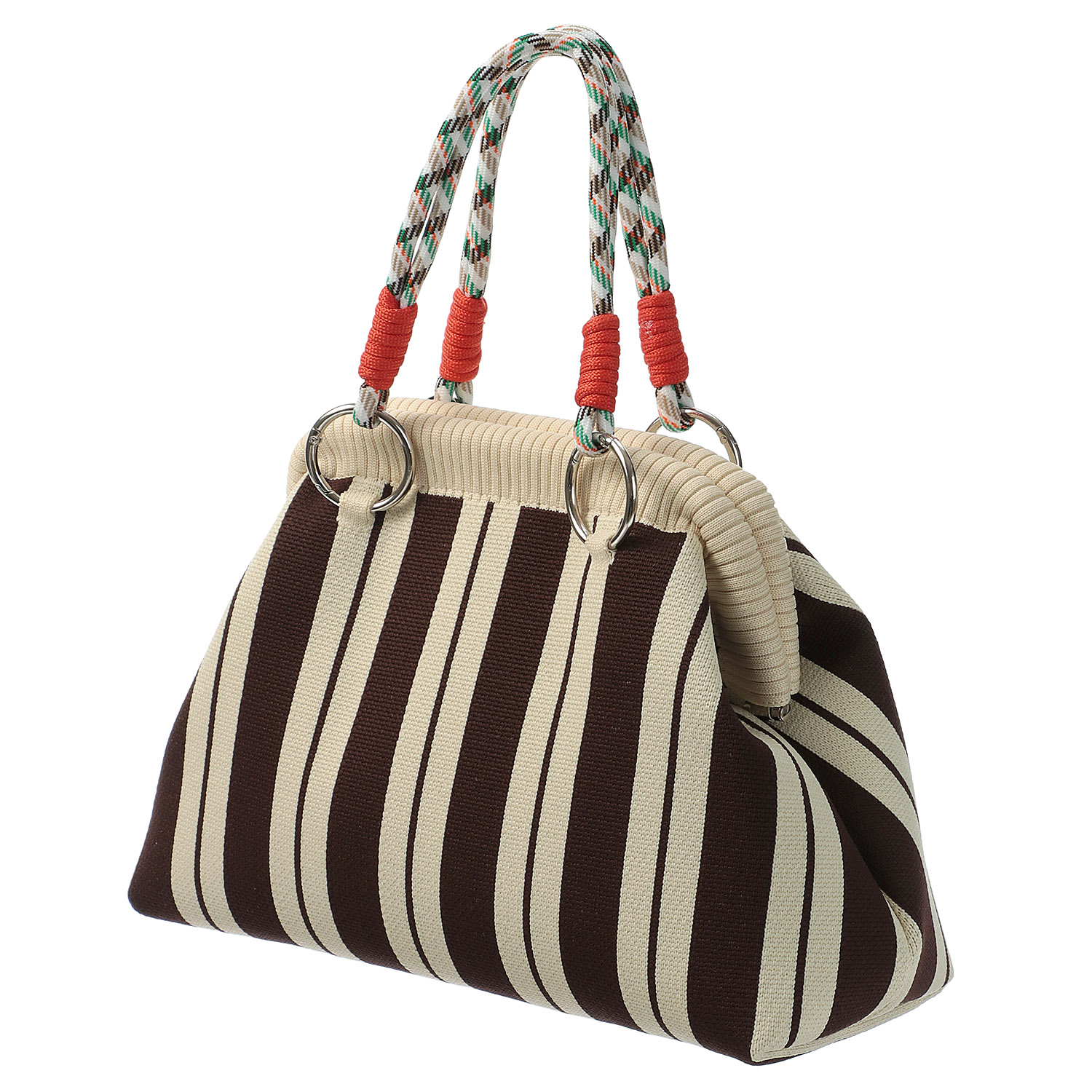 柄物がま口型ニットバッグ - 画像6