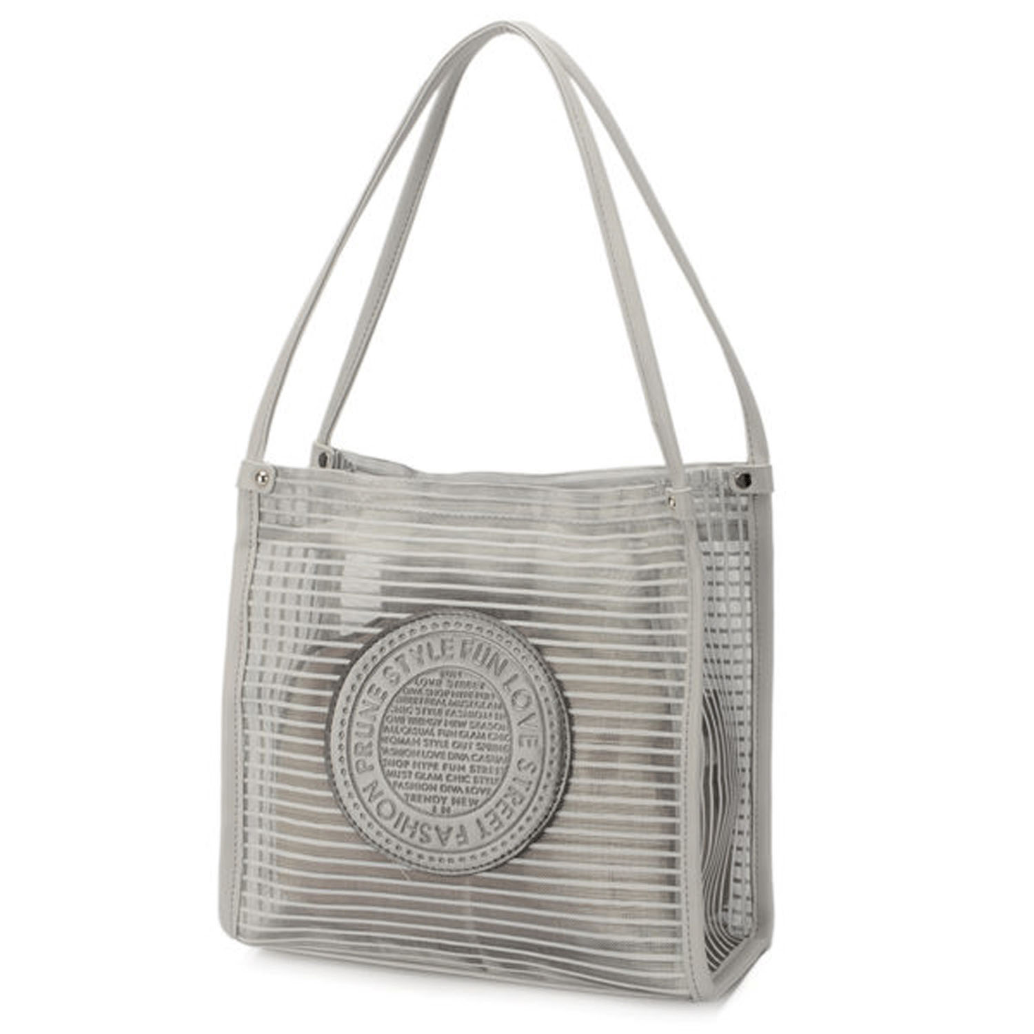 【グレーは完売終了】ボーダーチュール刻印柄トートバッグ