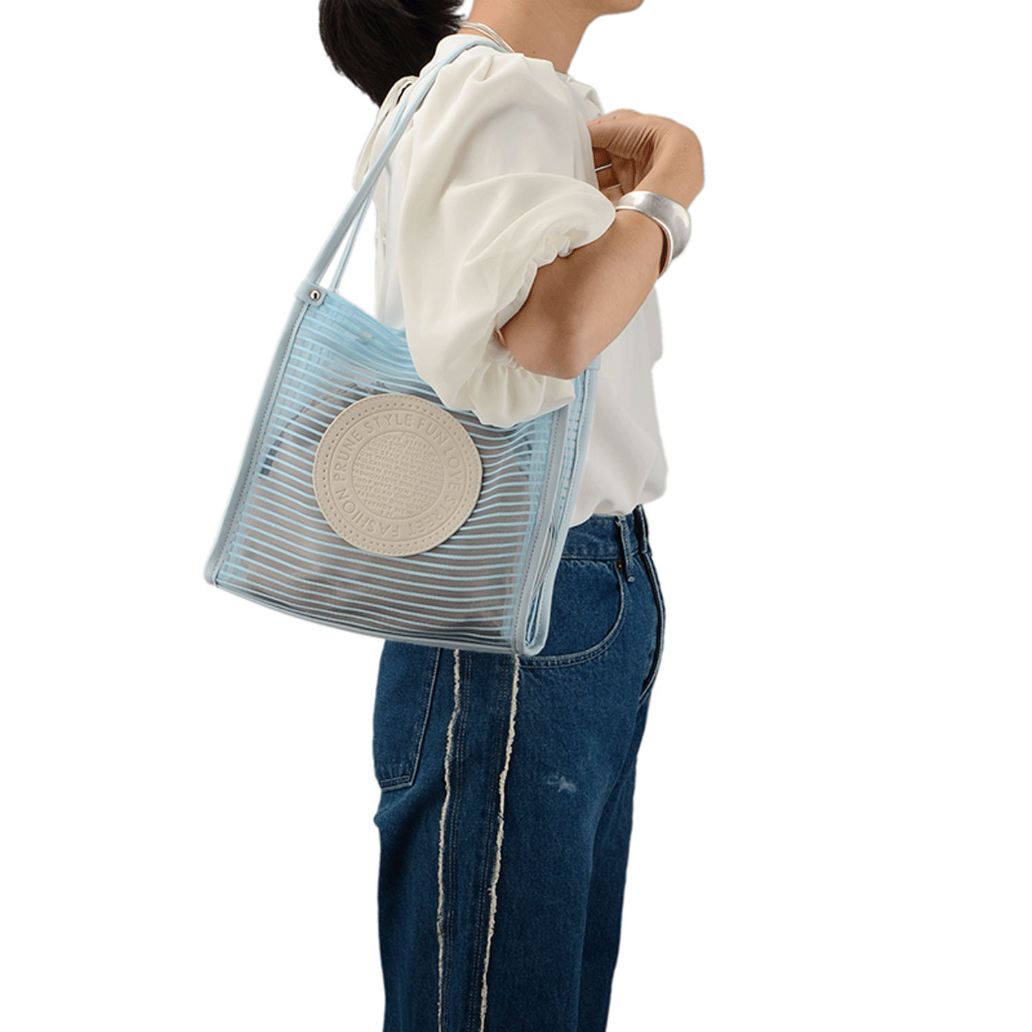 【グレーは完売終了】ボーダーチュール刻印柄トートバッグ