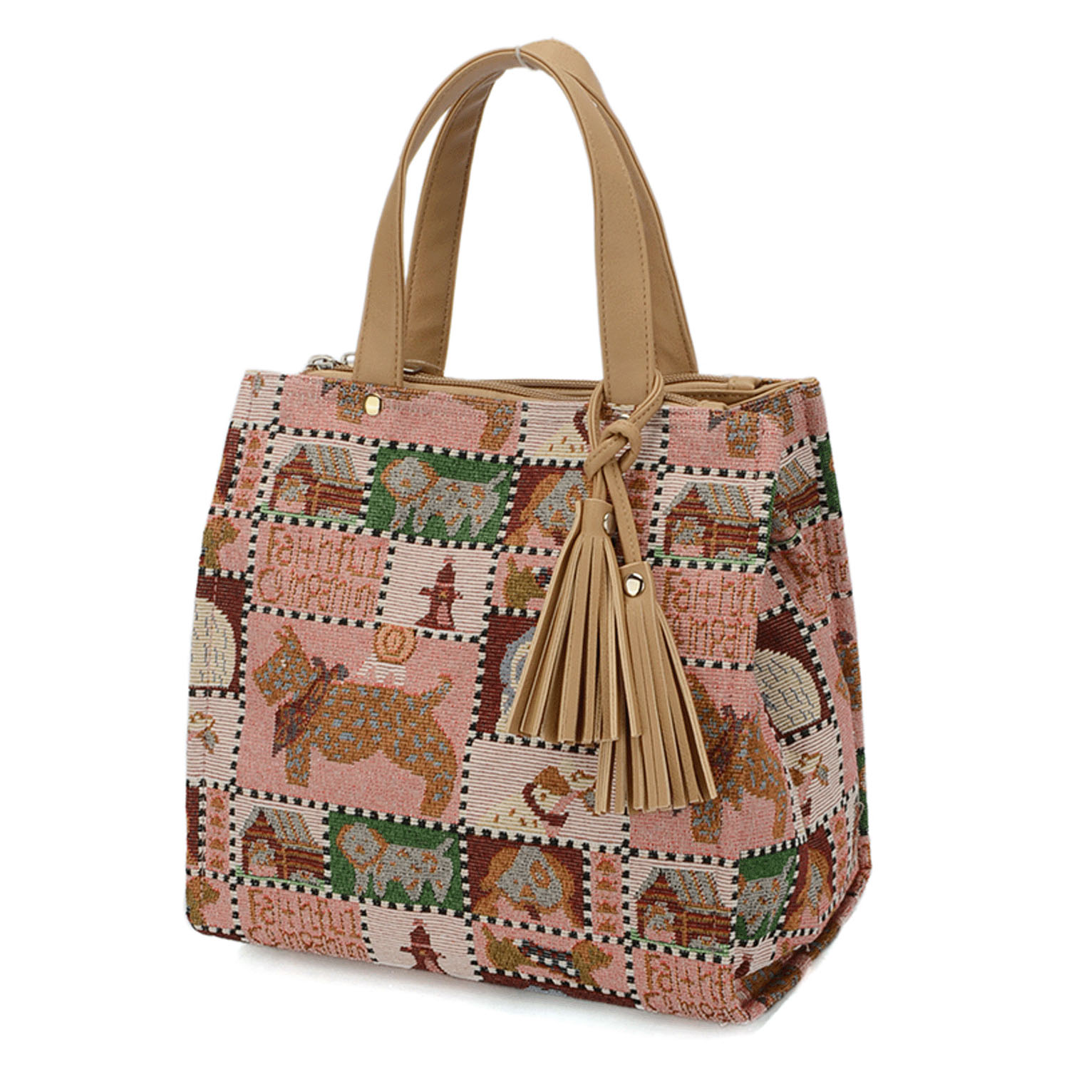 犬柄ゴブランスクエア型バッグ - 画像4