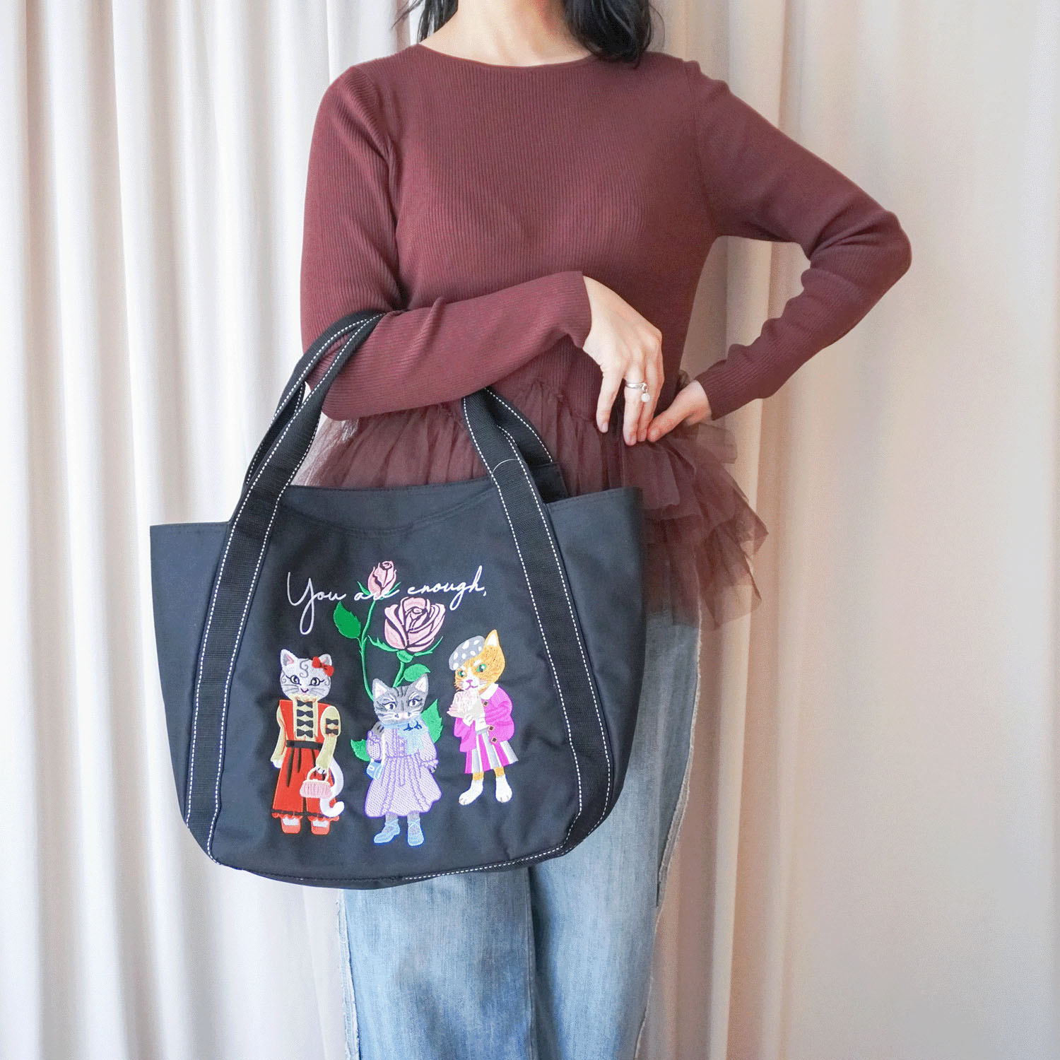 【エトワールオリジナル】ネコ刺繍保冷保温バルーントートバッグ - 画像2