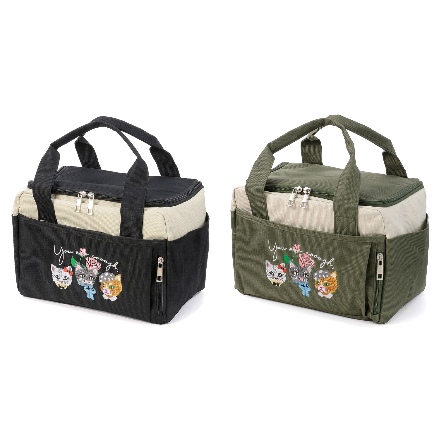 【エトワールオリジナル】ネコ刺繍保冷保温BOX型ランチバッグ - 画像3