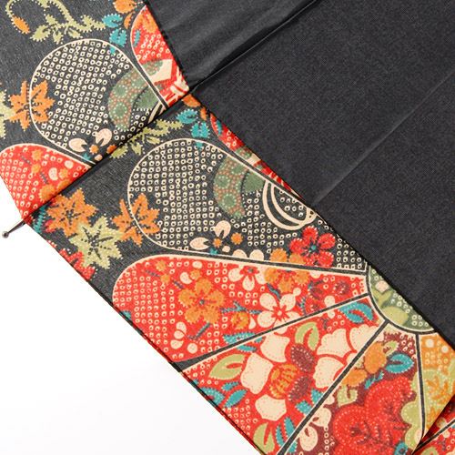 16本骨 歌舞伎風絵柄切継 ジャンプ長傘 - 画像3