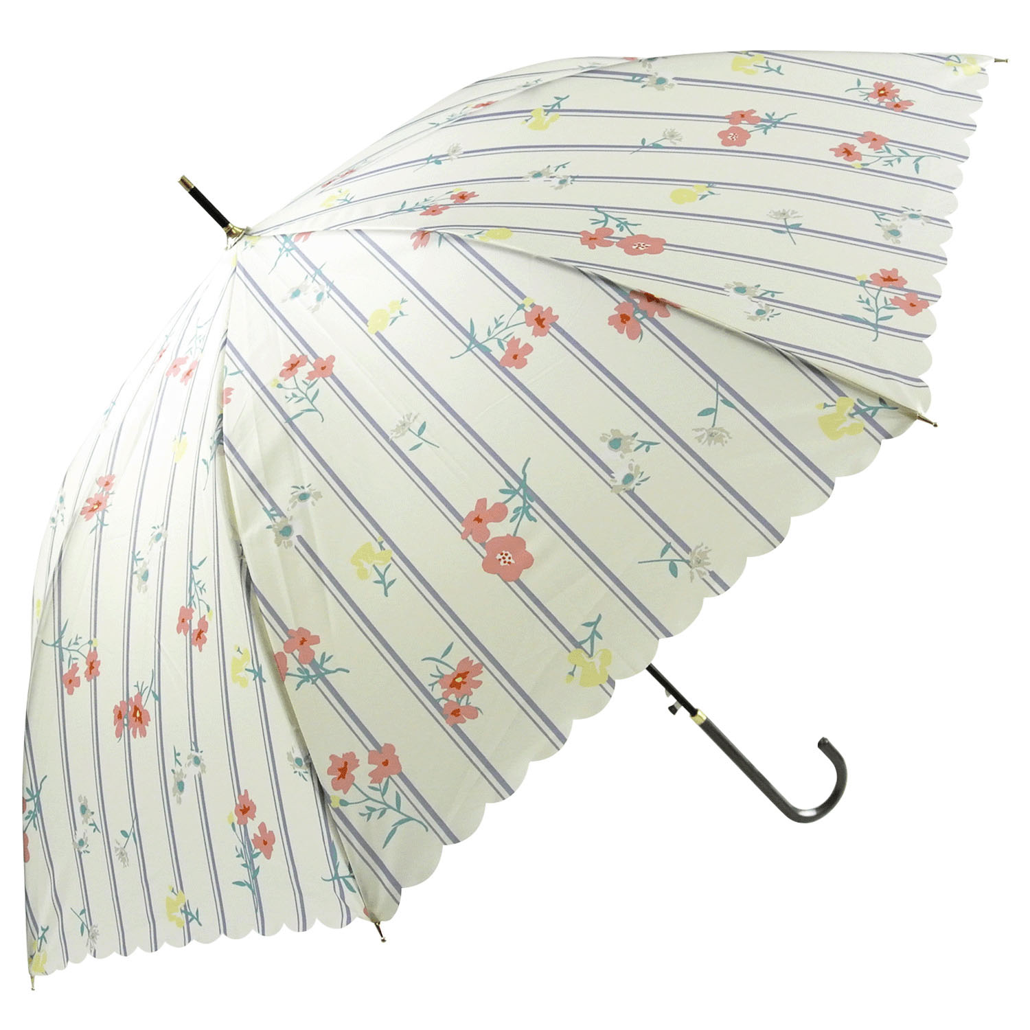 花柄ストライプ ジャンプ長傘
