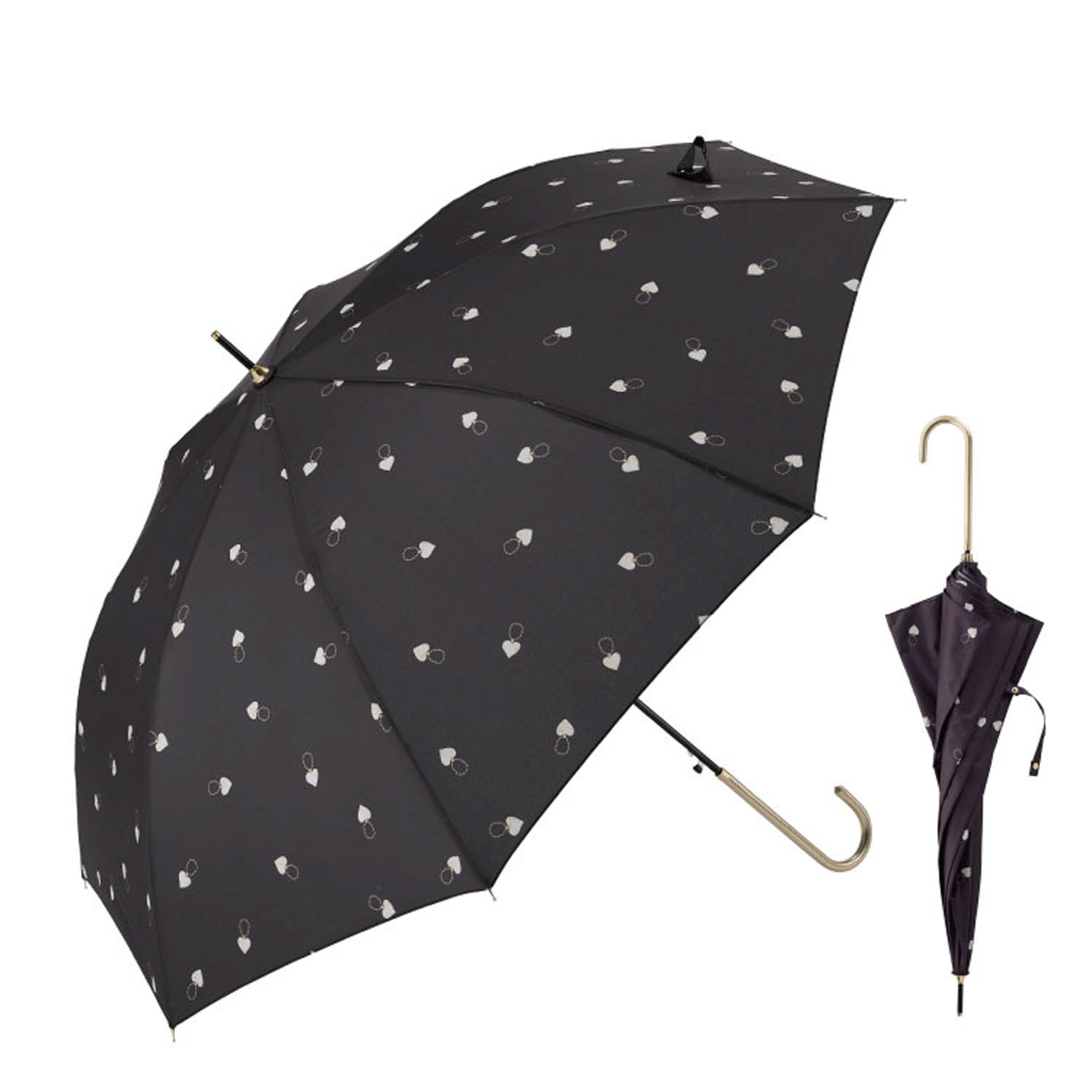 【耐風仕様】 ハートチェーン  ジャンプ長傘60cm - 画像1
