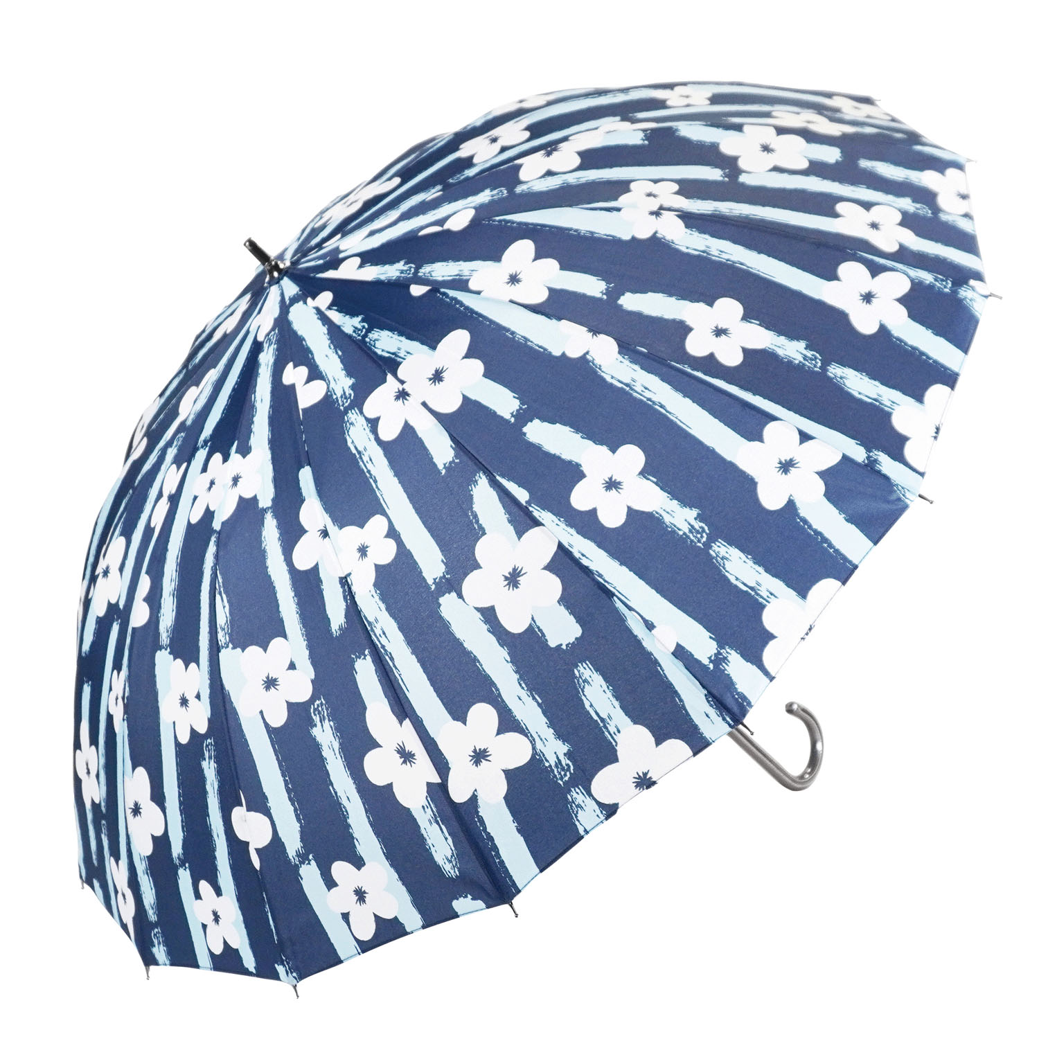 16本骨 ストライプフラワー長傘