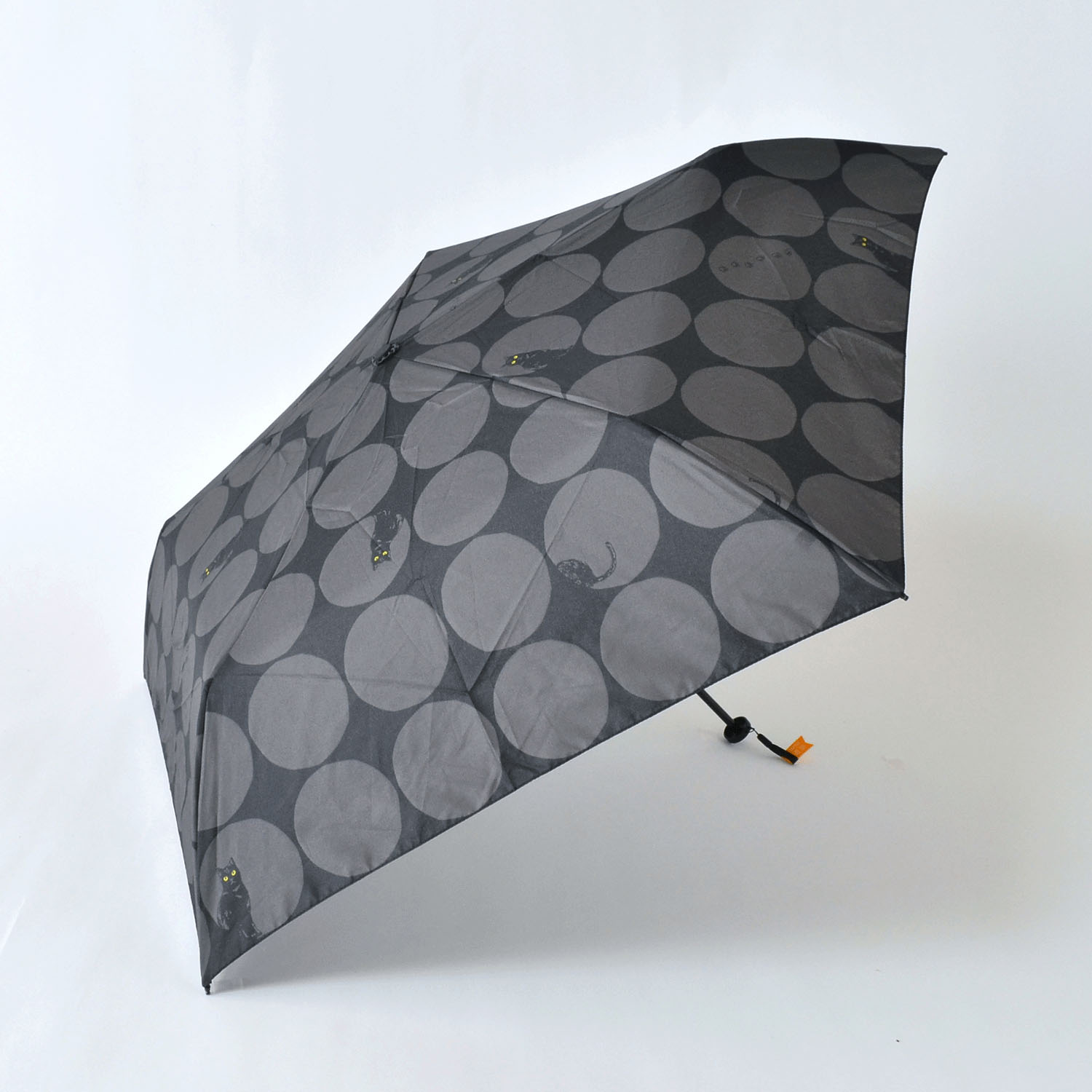 大きい水玉と猫 軽量ミニ傘 - 画像1