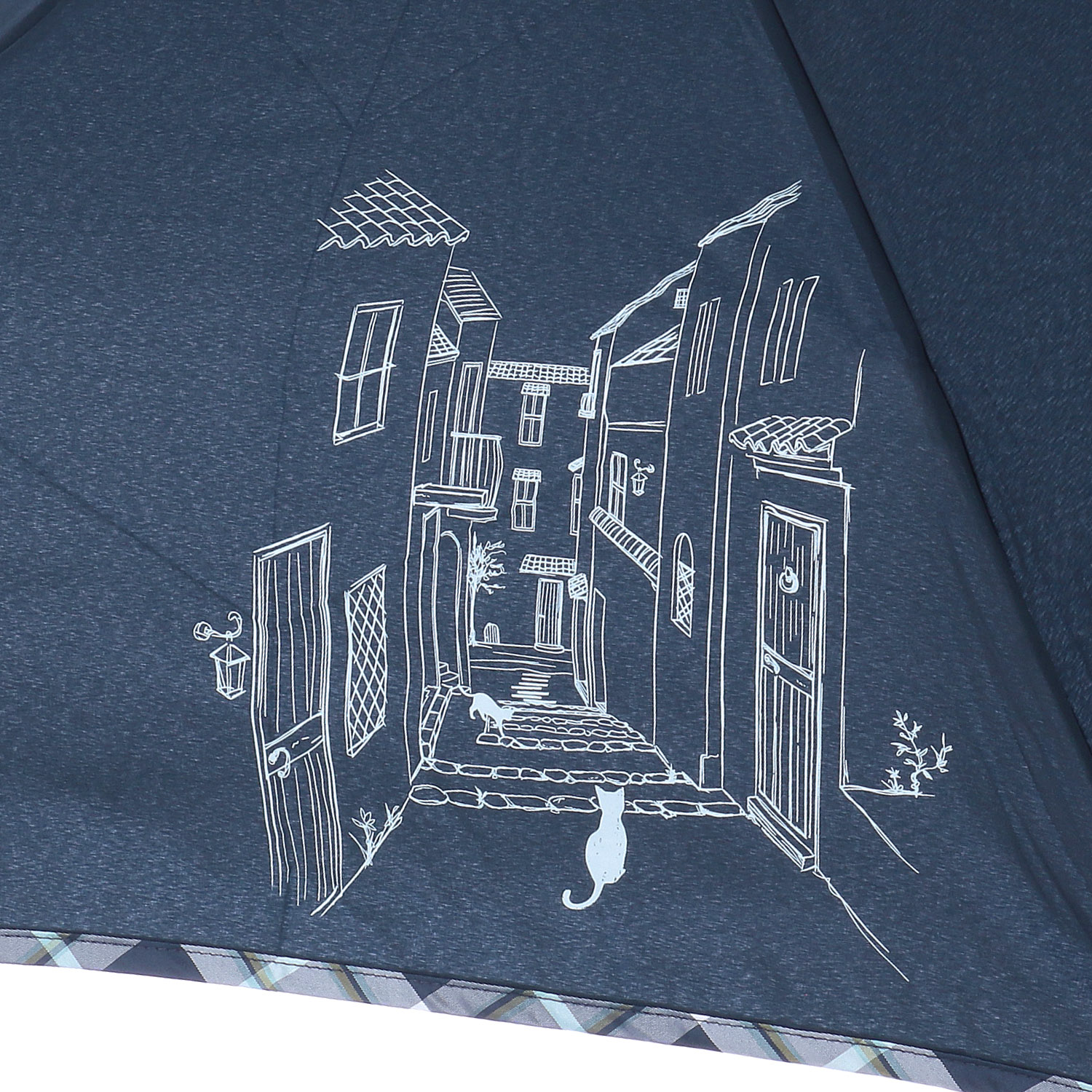 チェックパイピングと猫 軽量ミニ傘 - 画像7