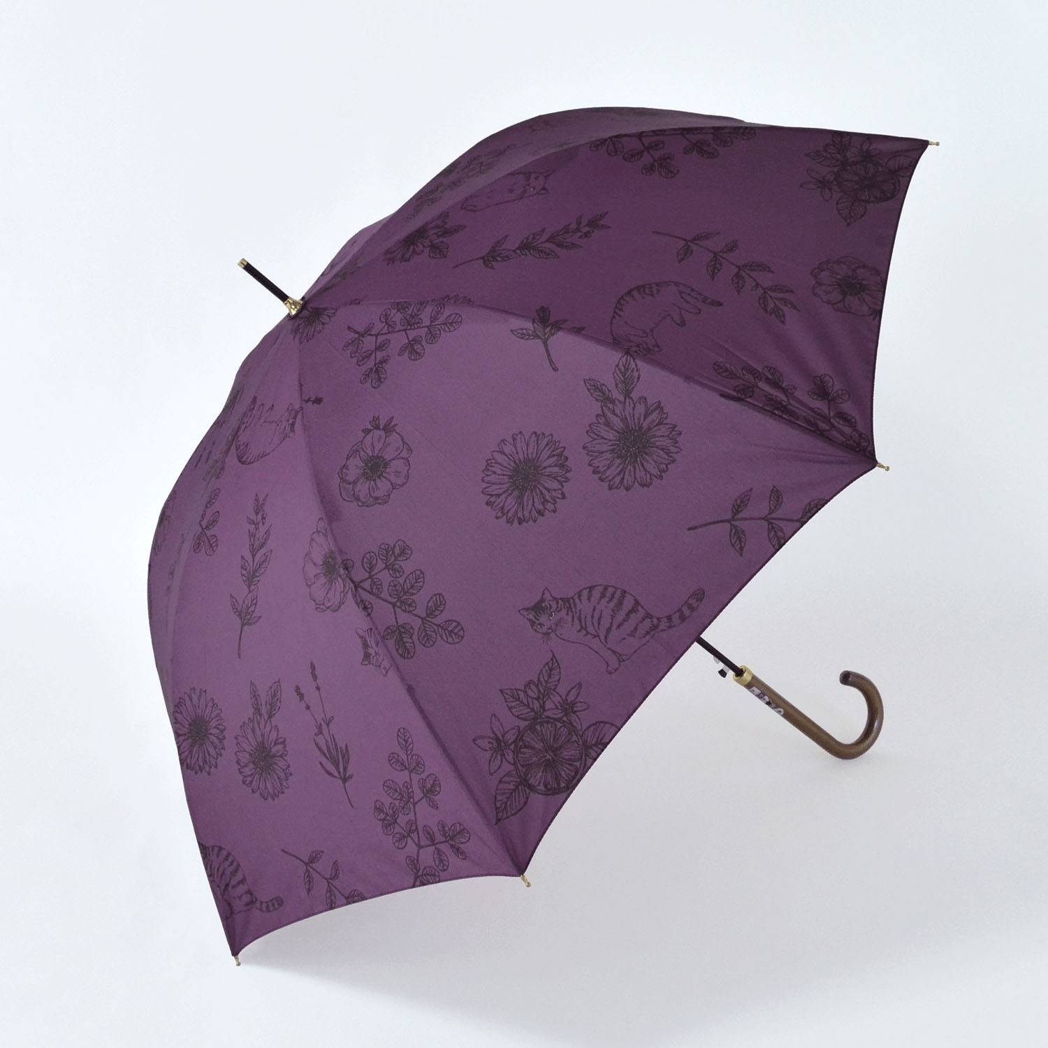 スケッチフラワーと猫 軽量ミニ傘 - 画像4